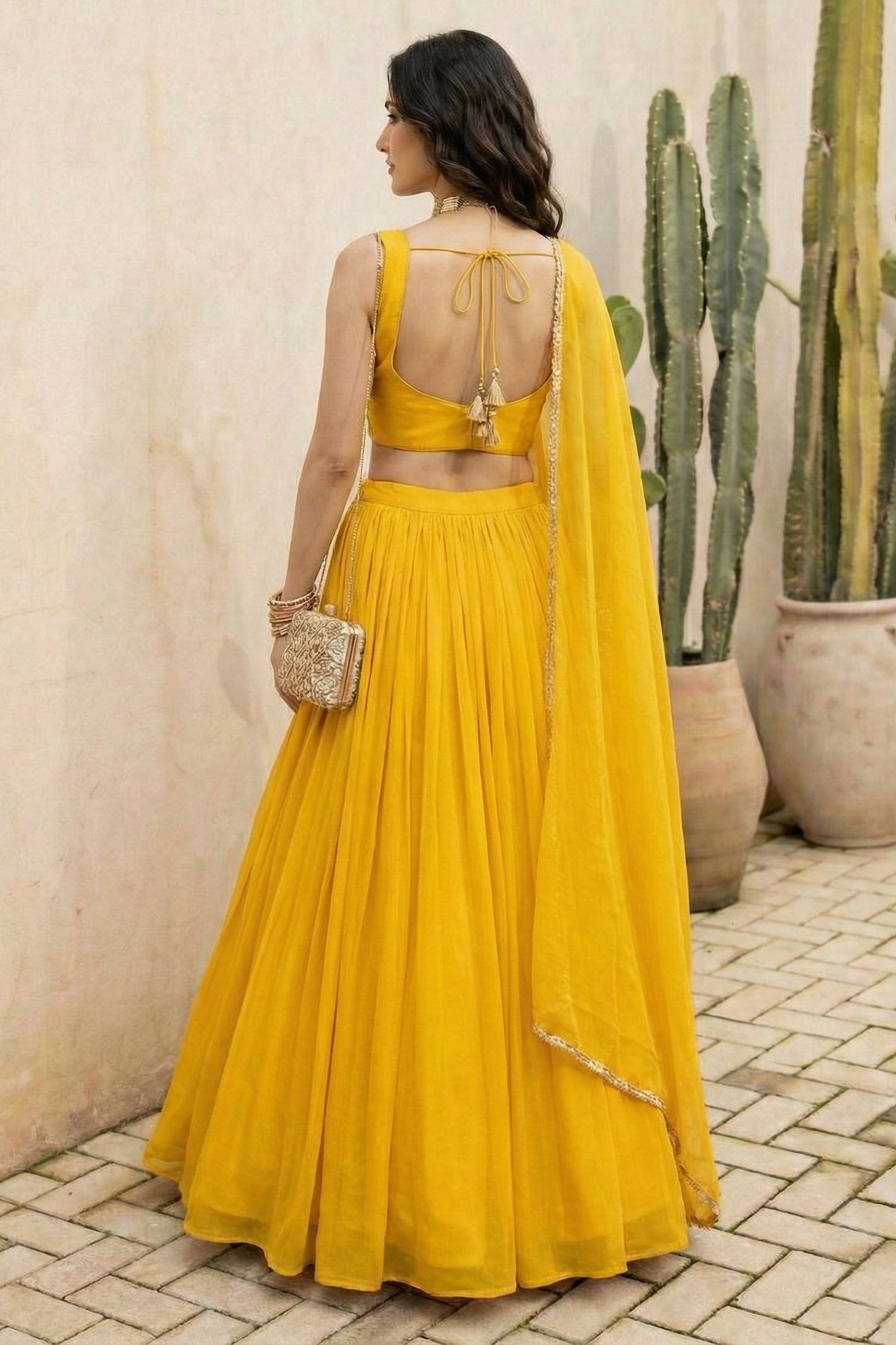Yellow Readymade Embroidered Georgette Lehenga-SAR12775_3_SareeButa.com