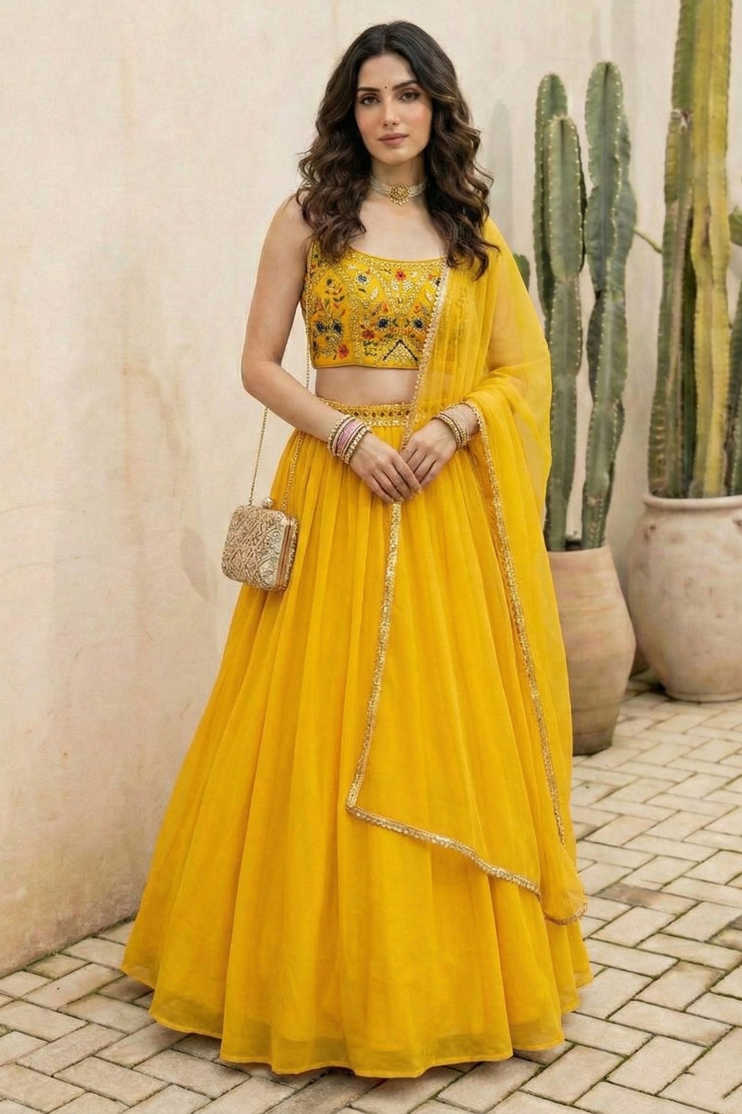 Yellow Readymade Embroidered Georgette Lehenga-SAR12775_4_SareeButa.com