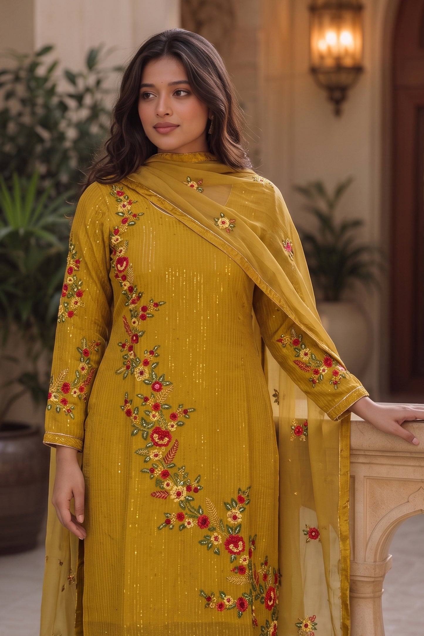 Yellow Readymade Embroidered Georgette Suit-SAR13125_2_SareeButa.com