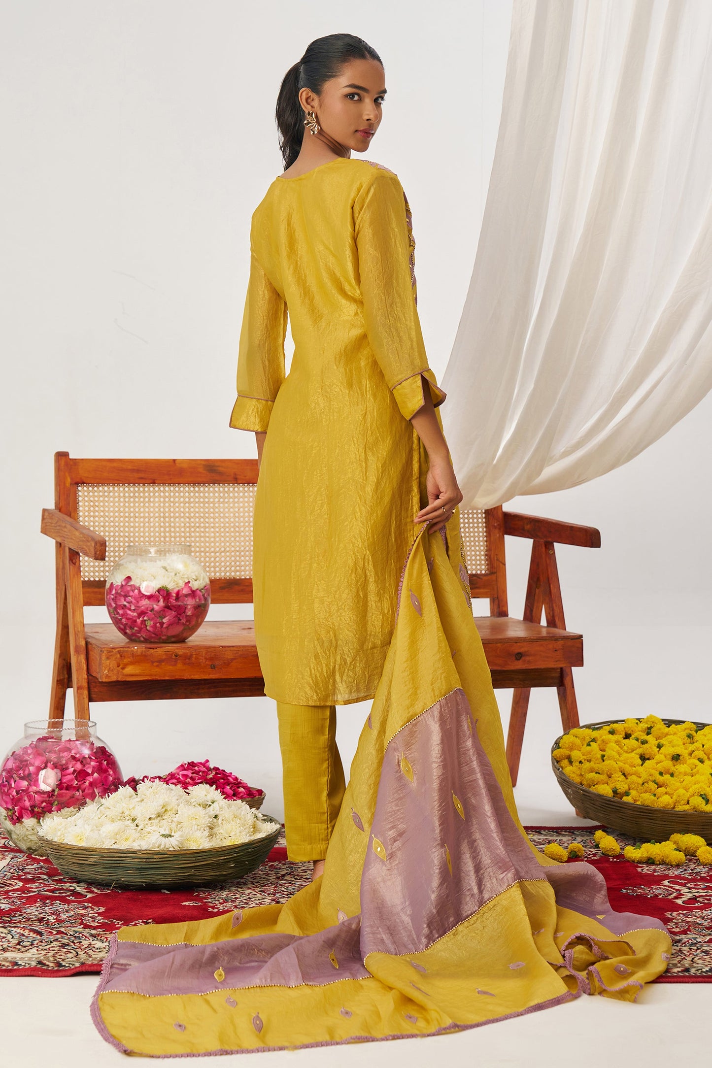 Yellow Readymade Embroidered Organza Suit-SAR11633_3_SareeButa.com