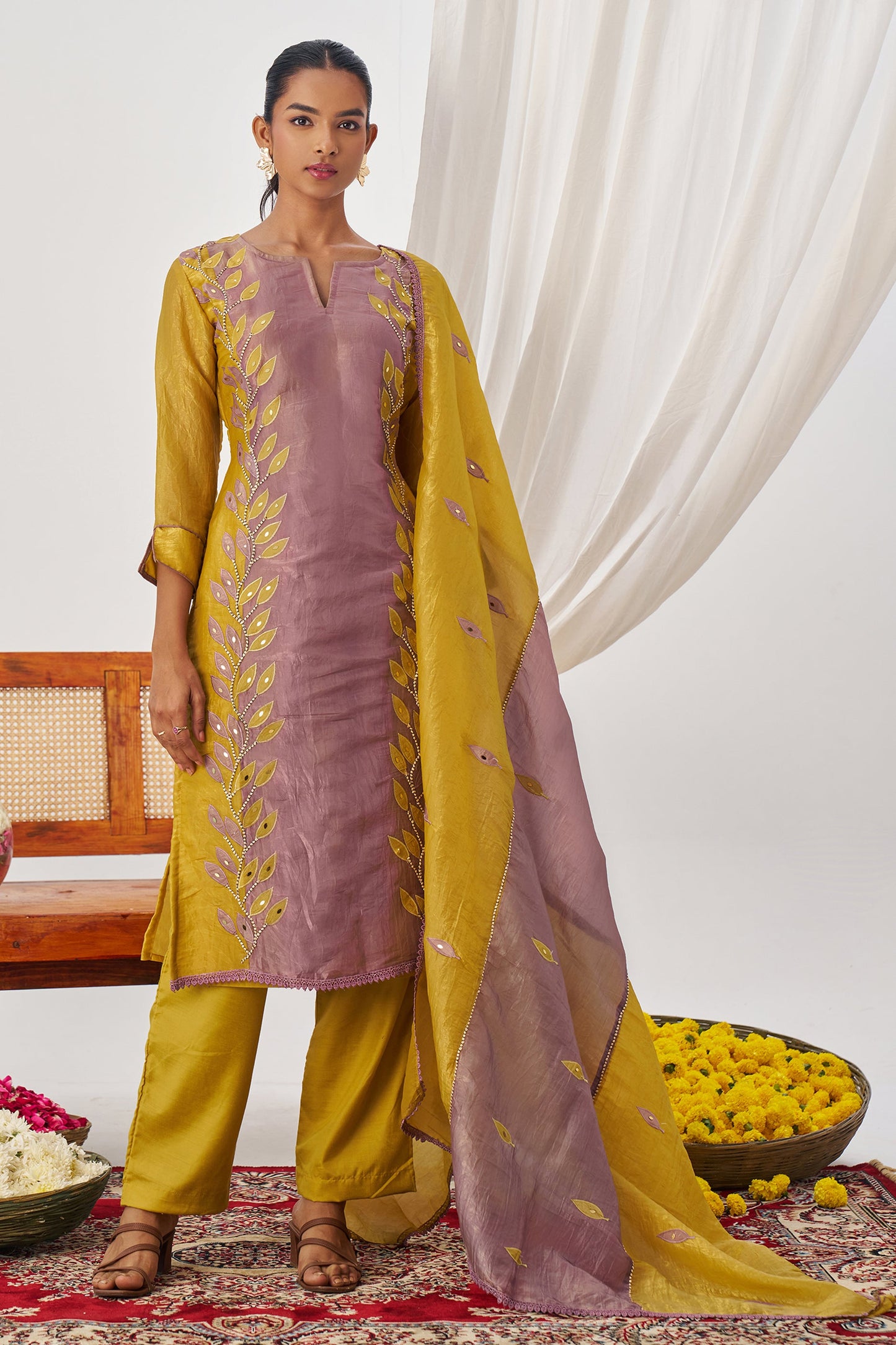 Yellow Readymade Embroidered Organza Suit-SAR11633_4_SareeButa.com