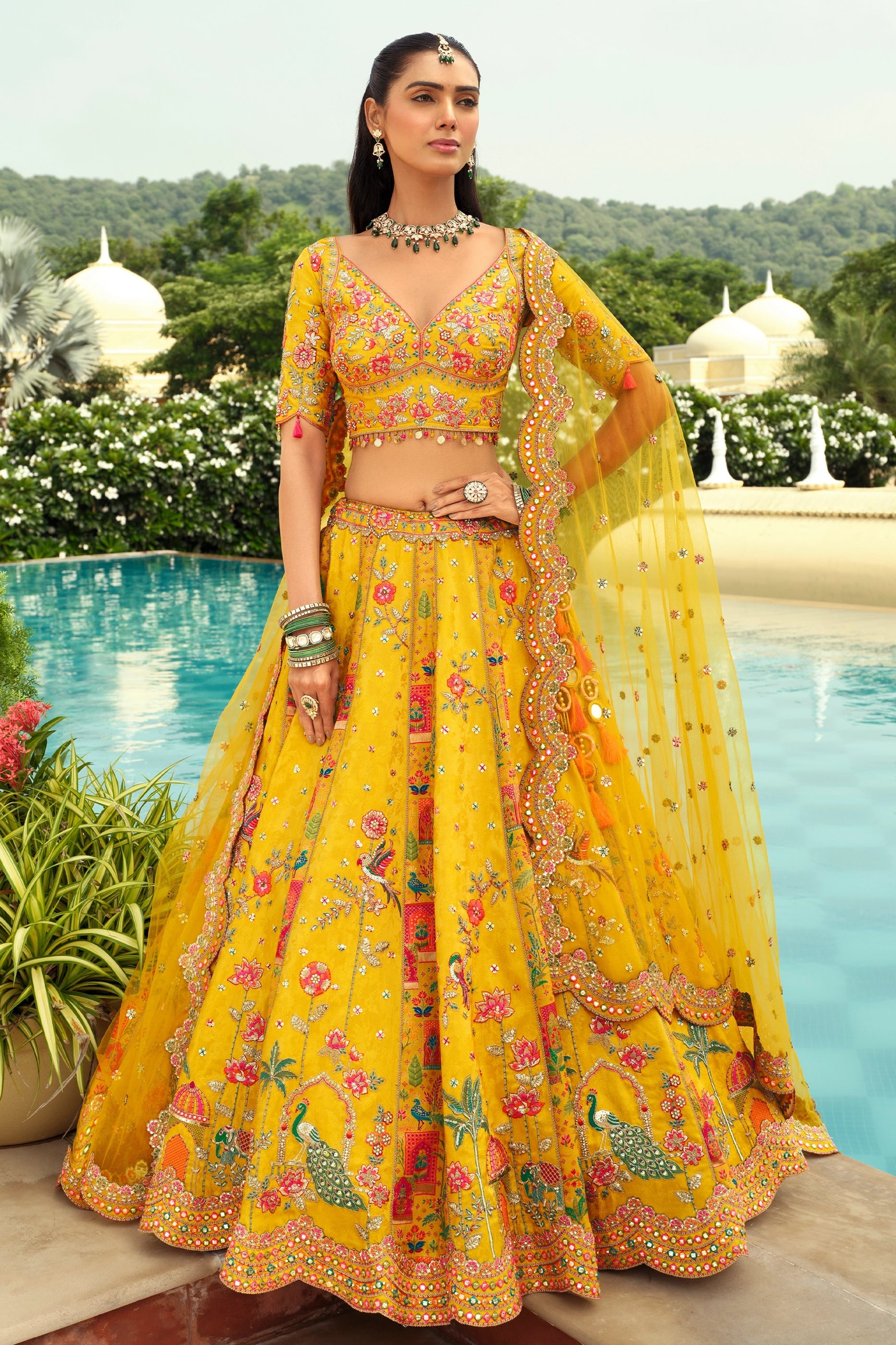 Yellow Readymade Embroidered Silk Lehenga-SAR10900_1_SareeButa.com