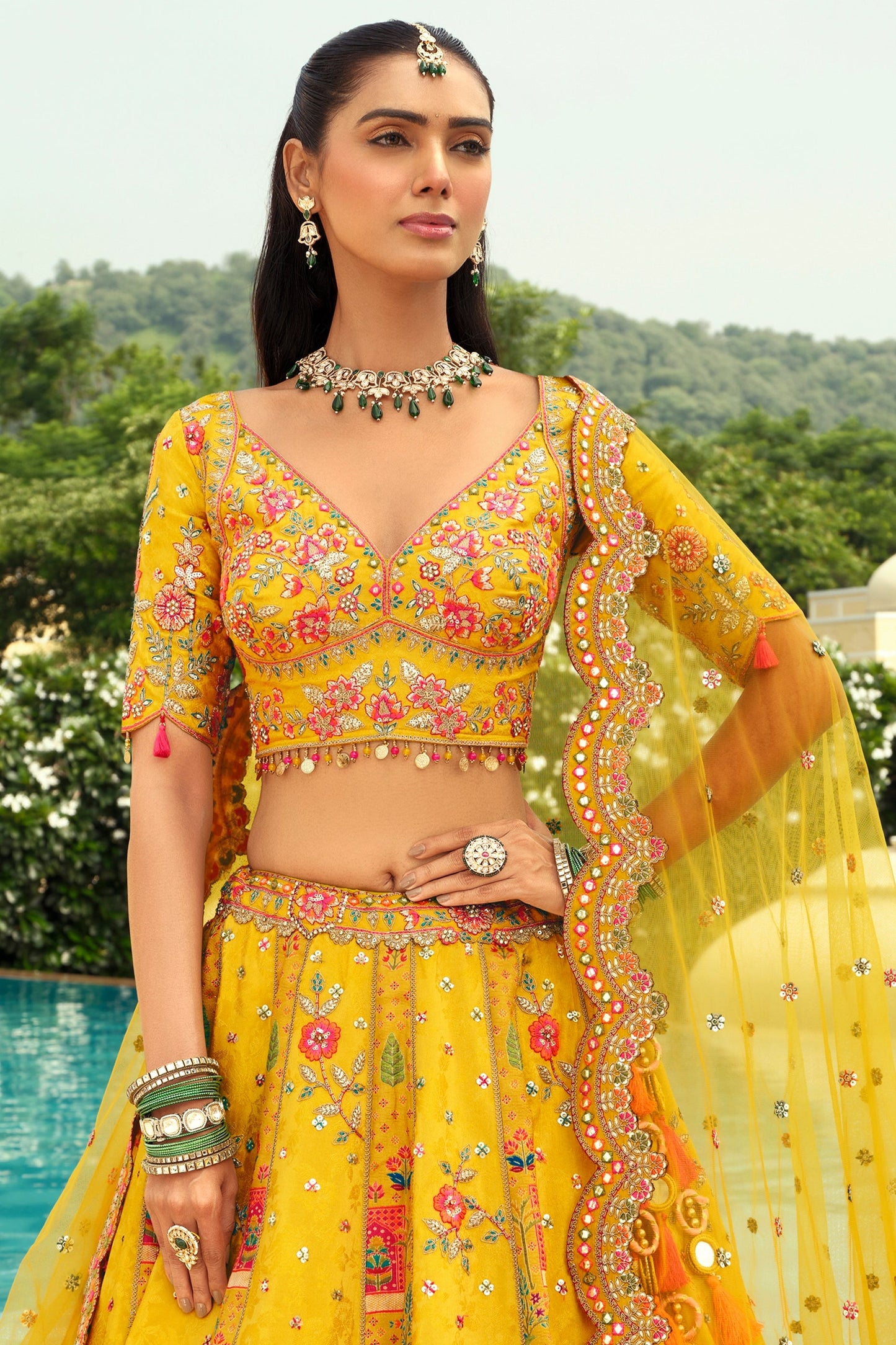 Yellow Readymade Embroidered Silk Lehenga-SAR10900_3_SareeButa.com