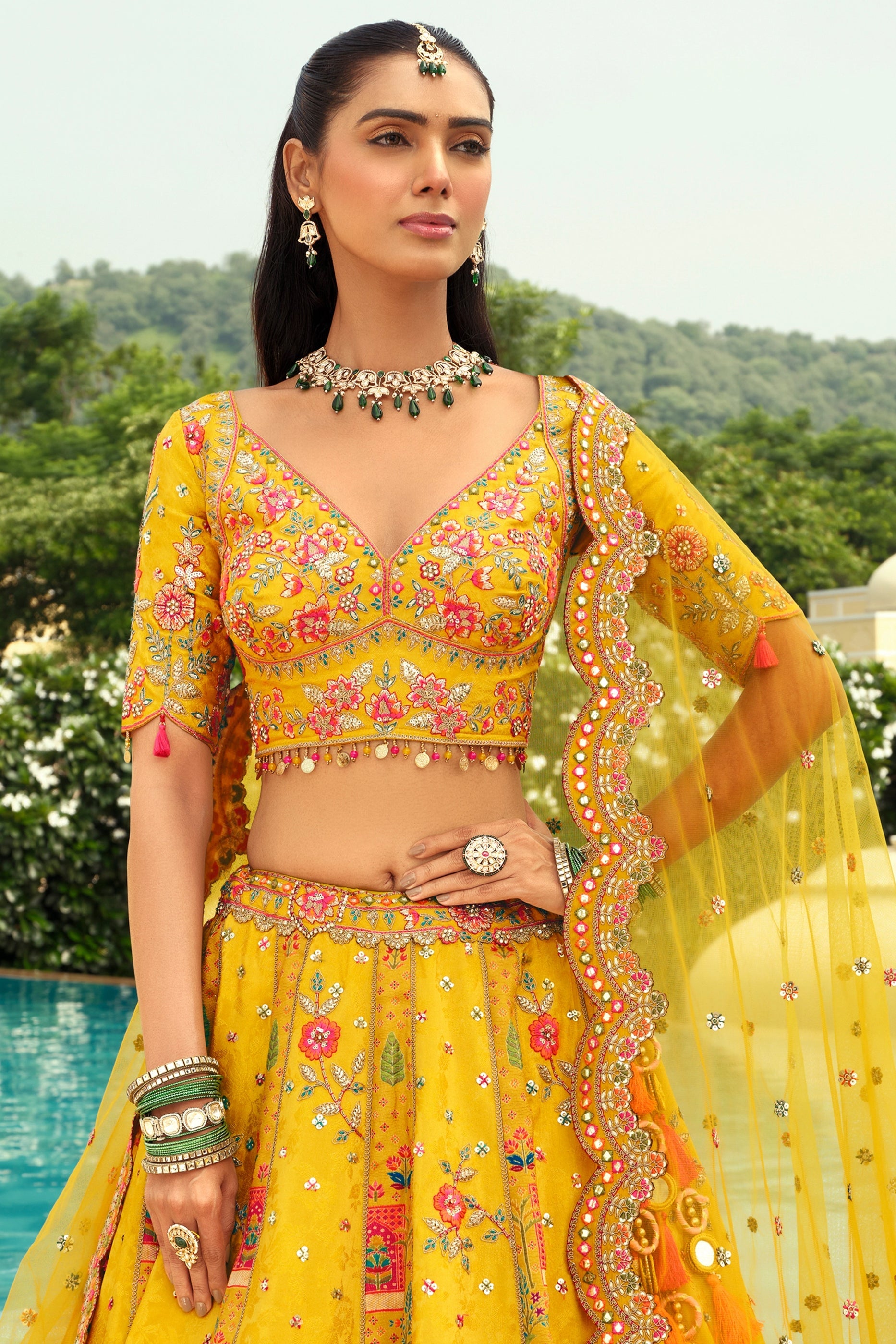 Yellow Readymade Embroidered Silk Lehenga-SAR10900_3_SareeButa.com