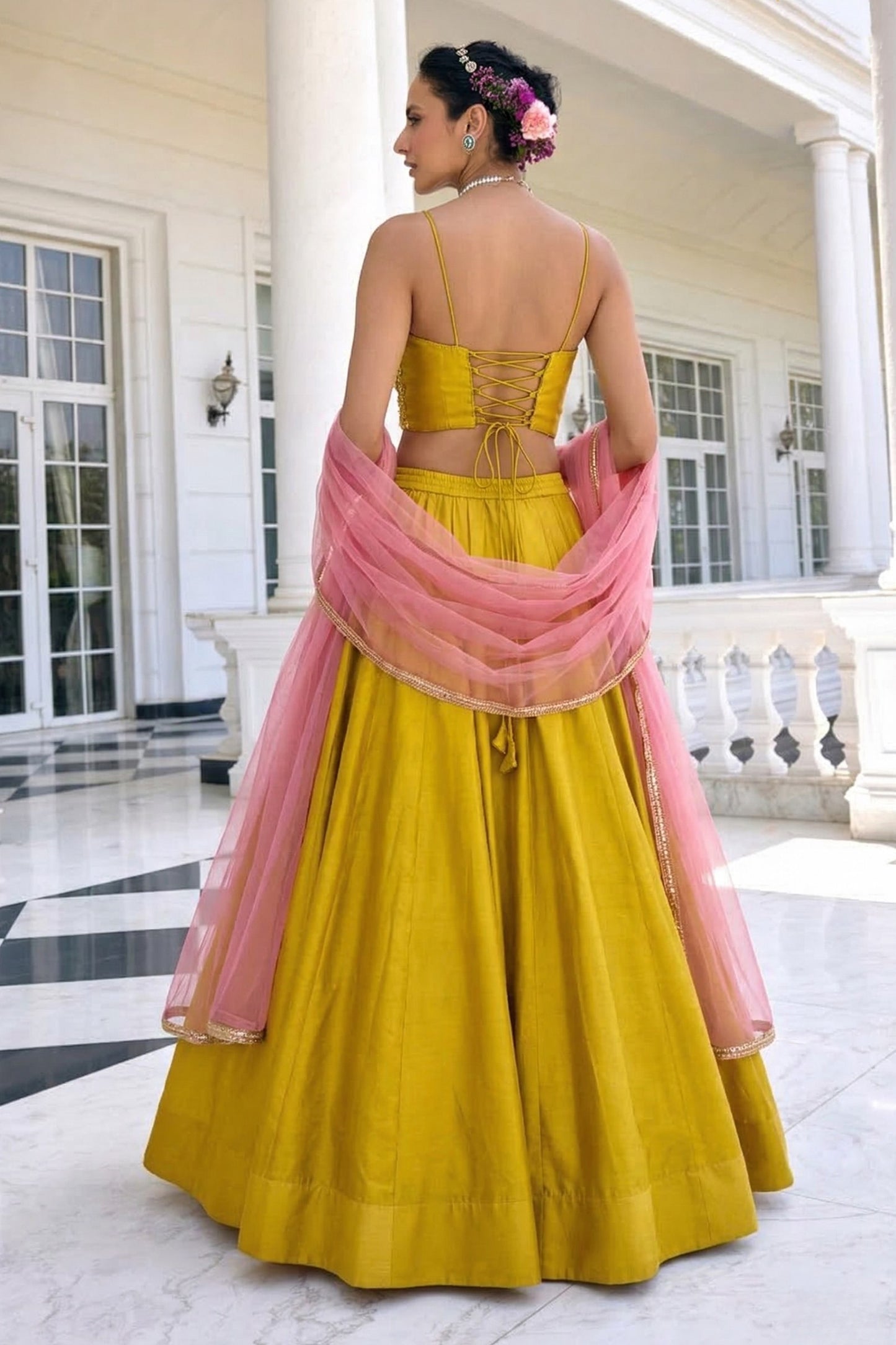 Yellow Readymade Embroidered Silk Lehenga-SAR12768_4_SareeButa.com