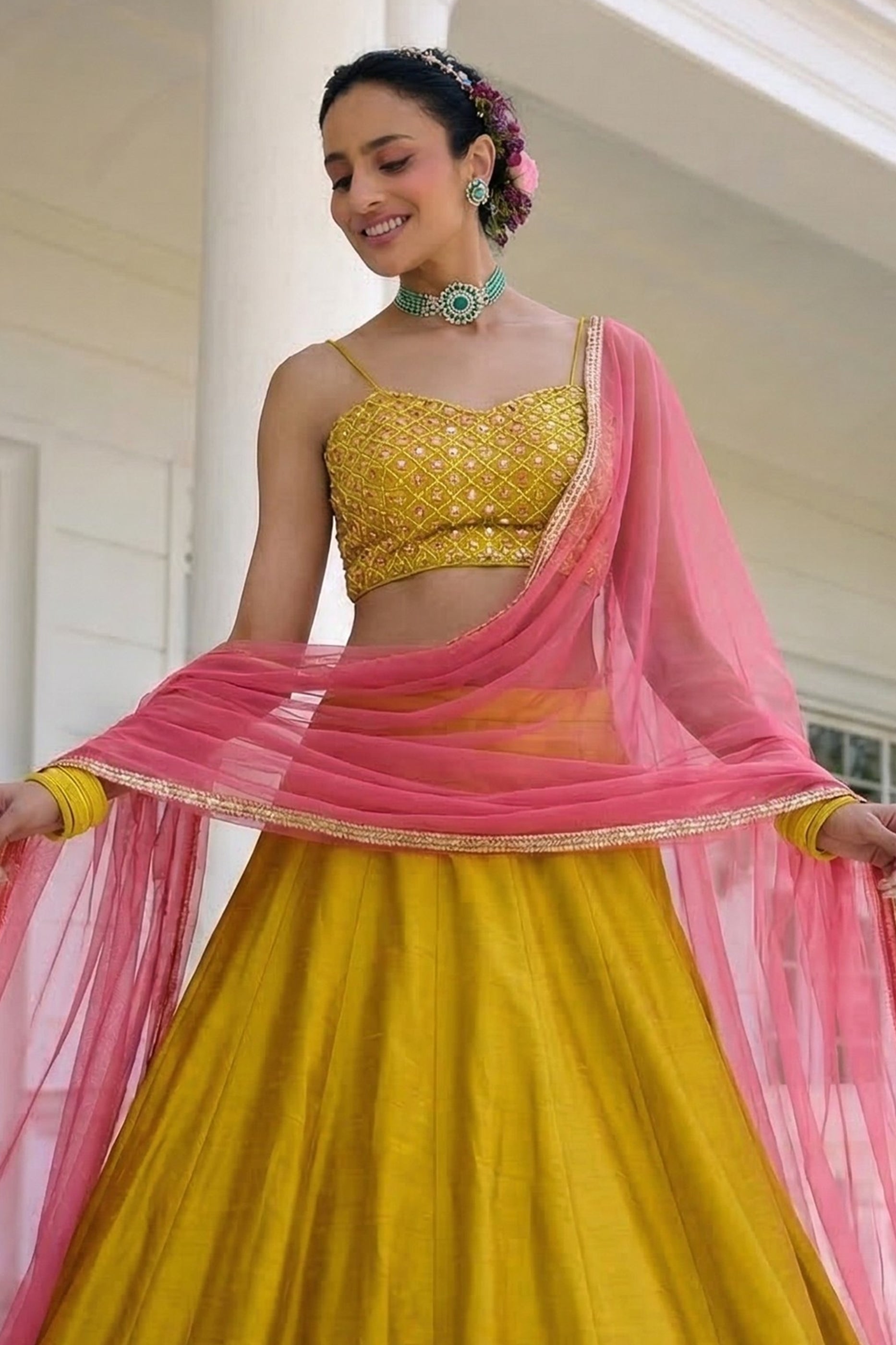 Yellow Readymade Embroidered Silk Lehenga-SAR12768_5_SareeButa.com