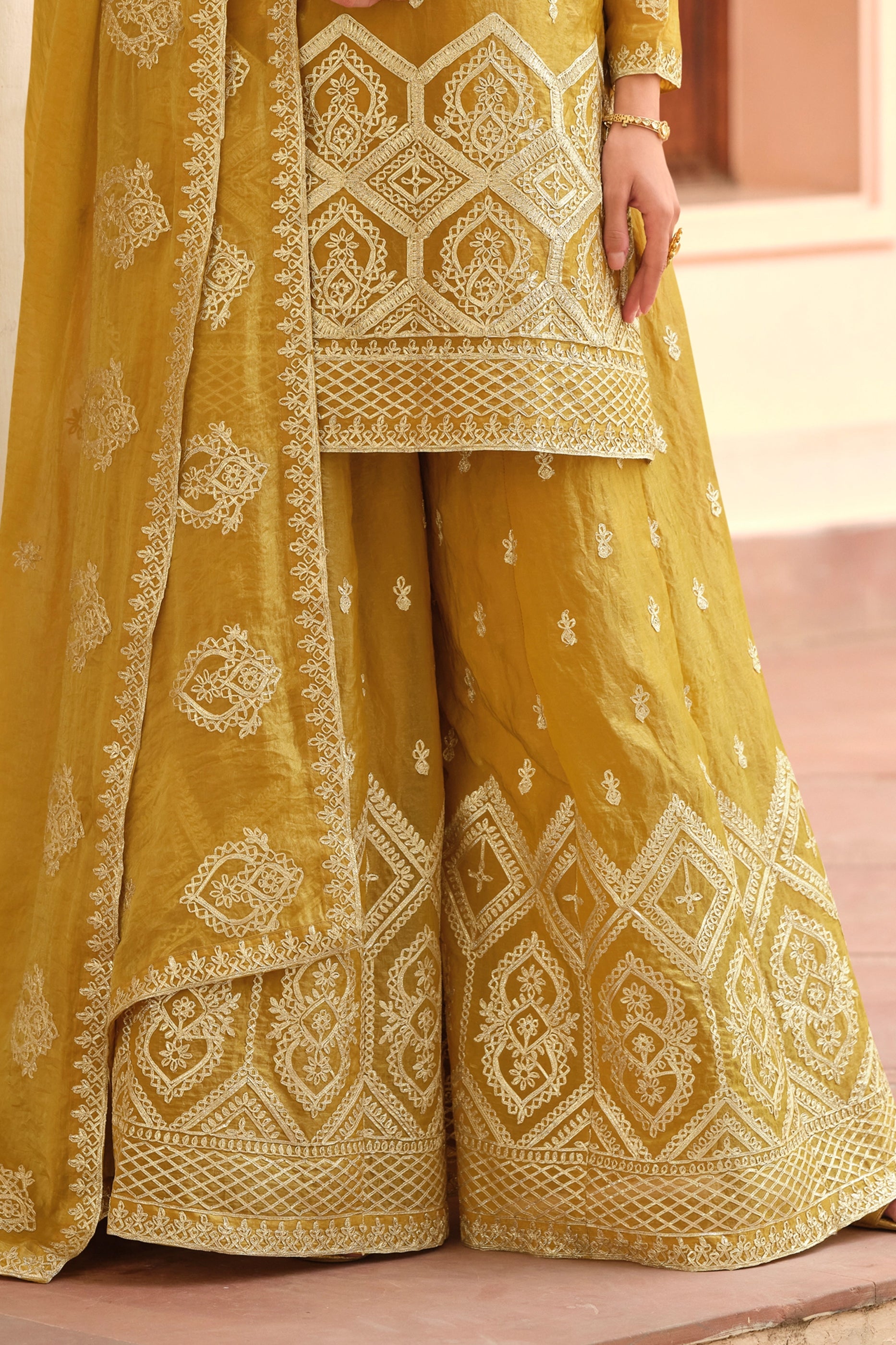 Yellow Readymade Embroidered Silk Suit-SAR11060_4_SareeButa.com
