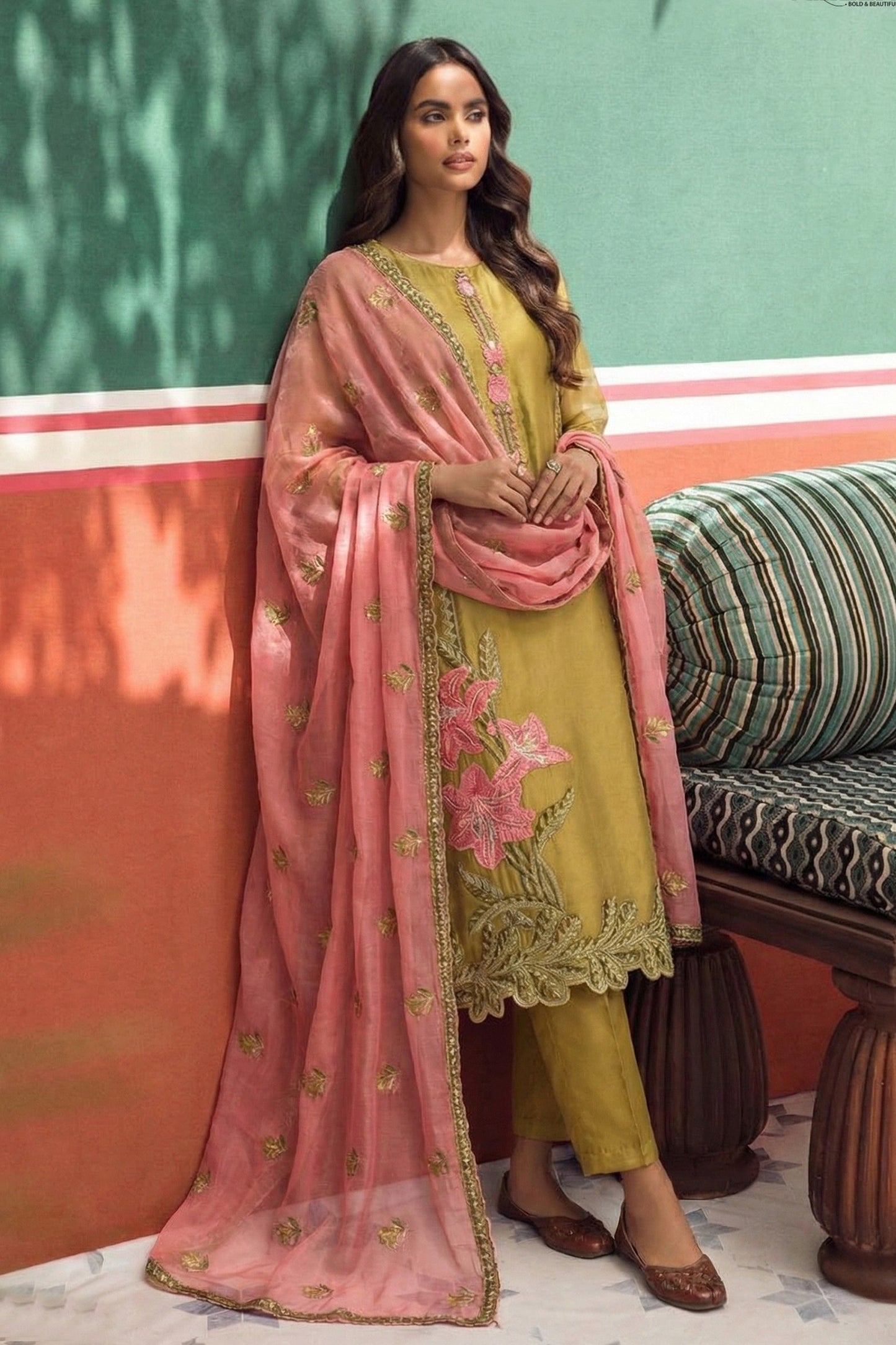 Yellow Readymade Embroidered Silk Suit-SAR11629_2_SareeButa.com