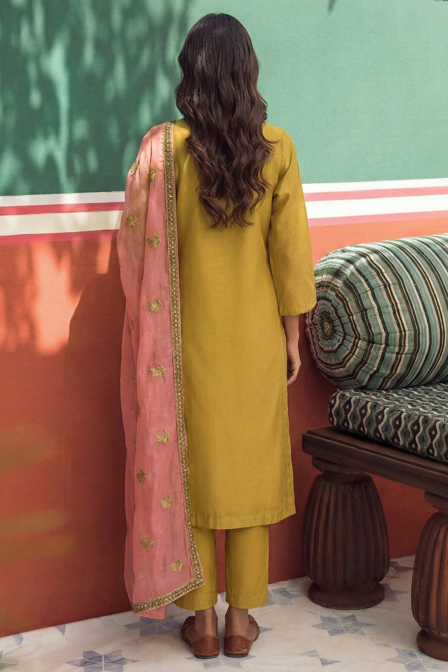 Yellow Readymade Embroidered Silk Suit-SAR11629_3_SareeButa.com