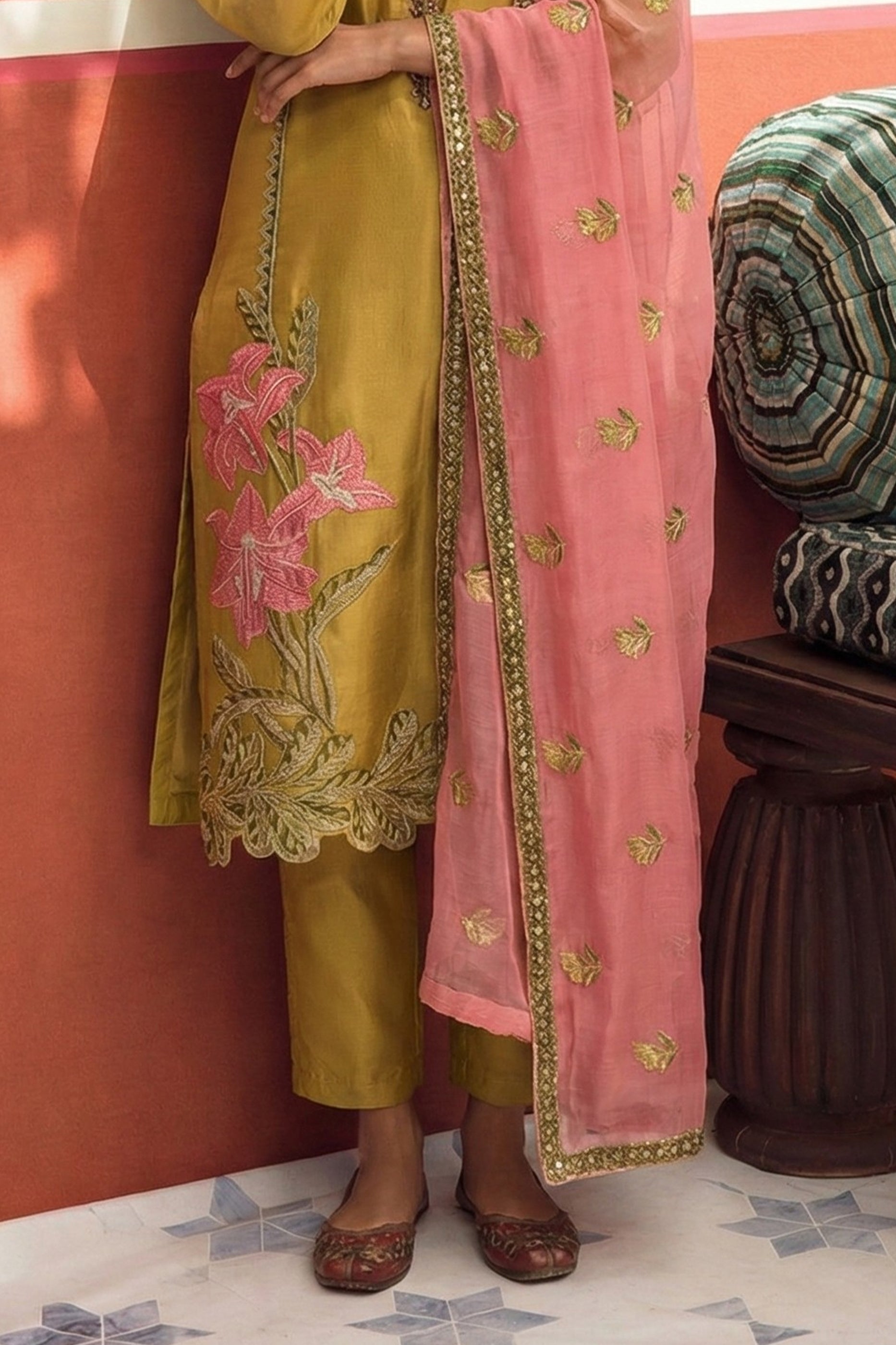 Yellow Readymade Embroidered Silk Suit-SAR11629_5_SareeButa.com