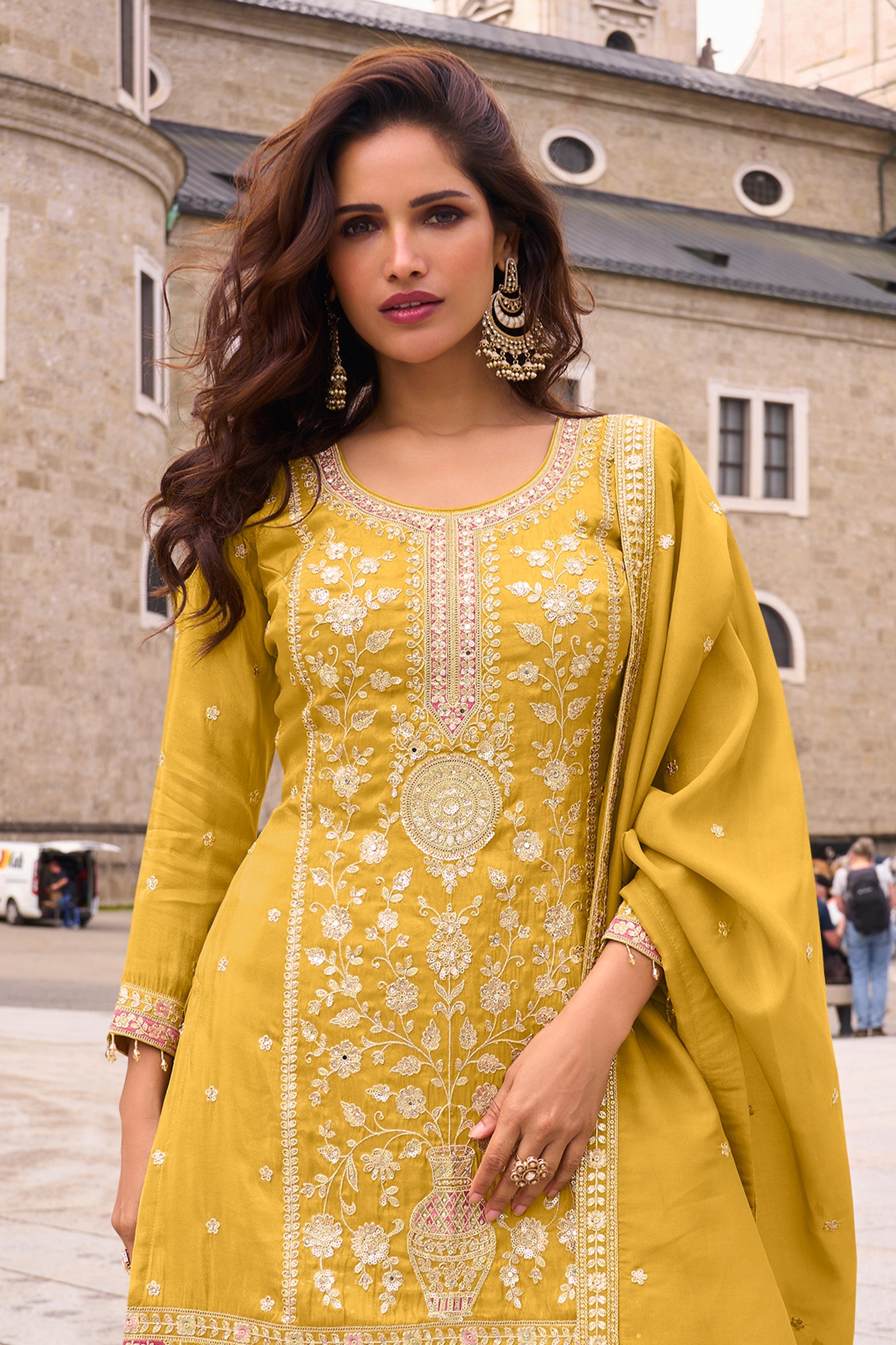 Yellow Readymade Embroidered Simar Silk Suit-SAR10791_3_SareeButa.com