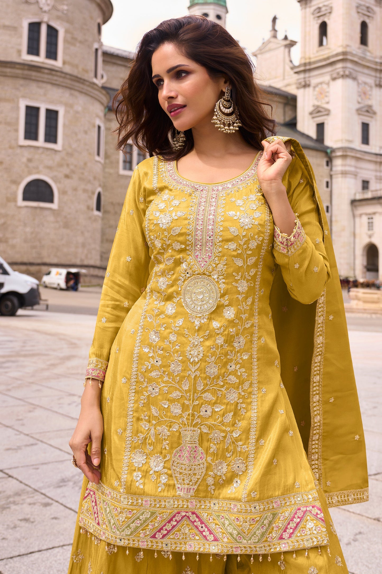 Yellow Readymade Embroidered Simar Silk Suit-SAR10791_4_SareeButa.com