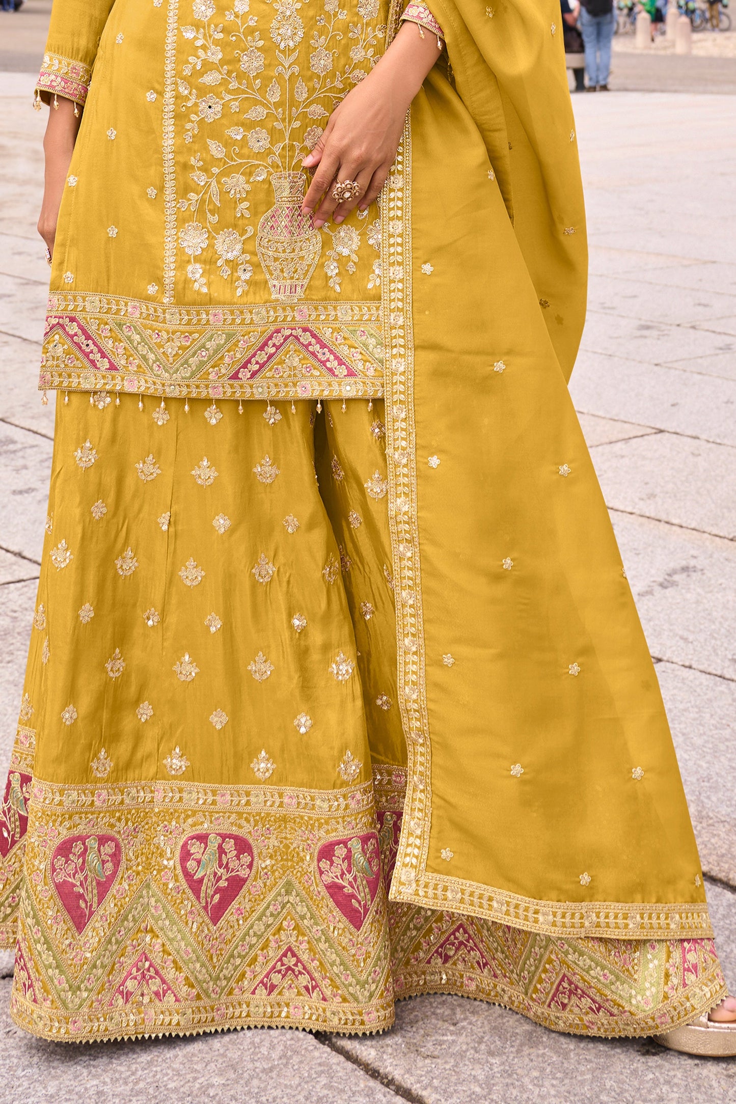 Yellow Readymade Embroidered Simar Silk Suit-SAR10791_5_SareeButa.com