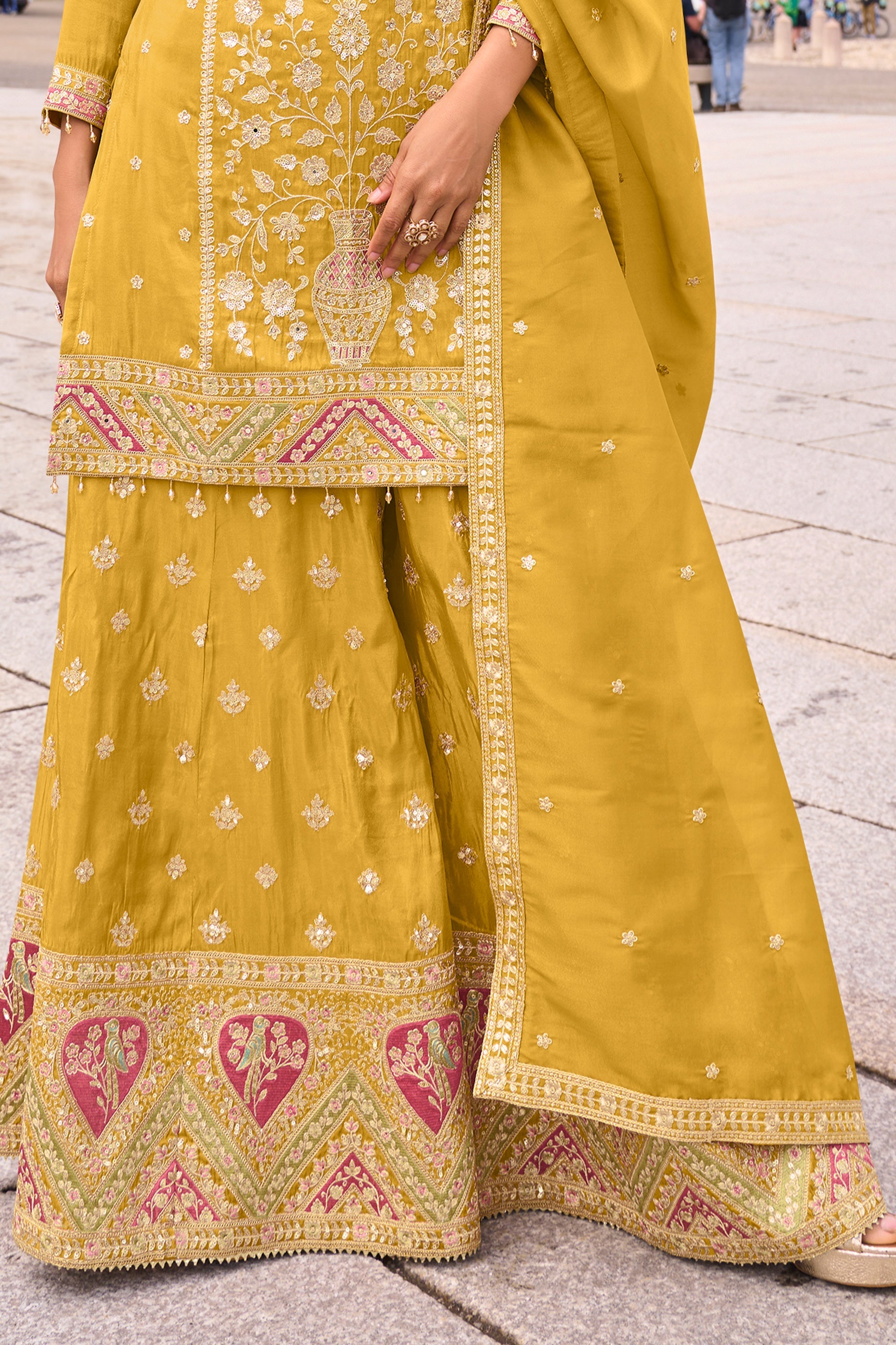 Yellow Readymade Embroidered Simar Silk Suit-SAR10791_5_SareeButa.com