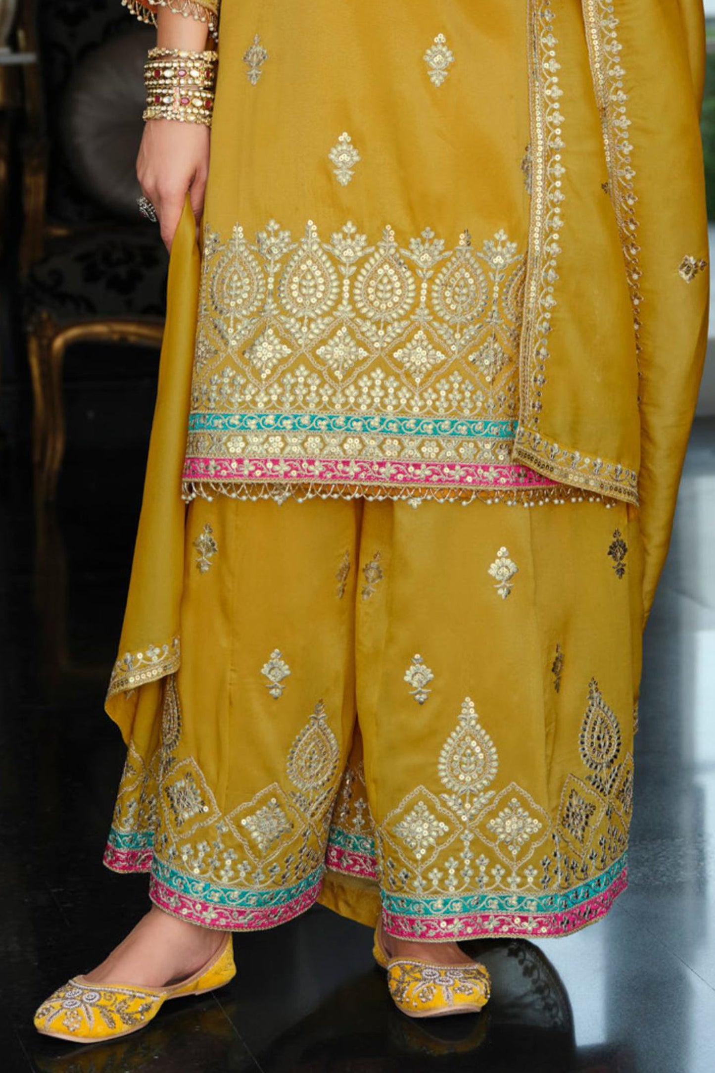 Yellow Readymade Embroidered Simar Silk Suit-SAR12126_5_SareeButa.com