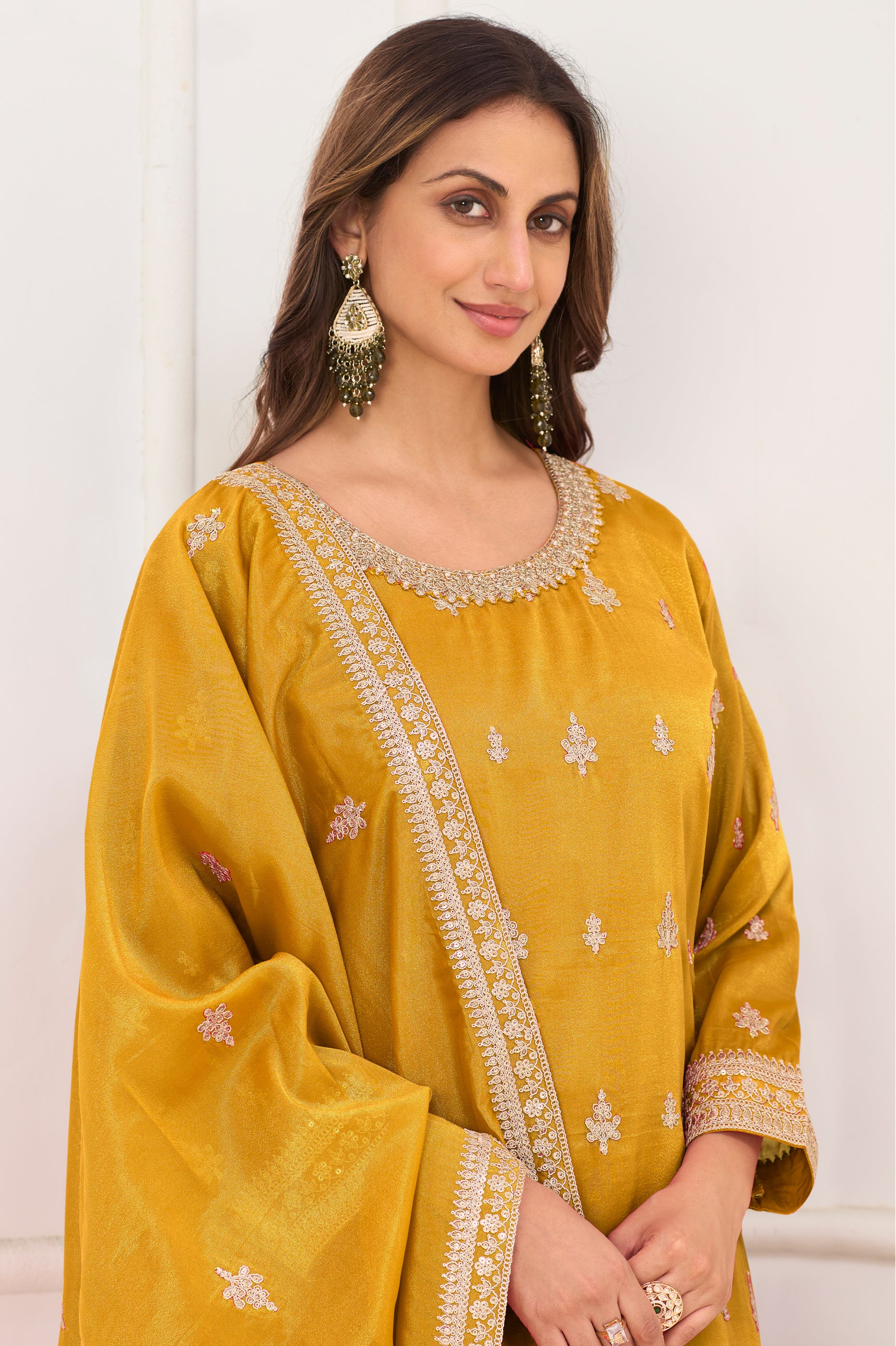Yellow Readymade Embroidered Simar Silk Suit-SAR12224_2_SareeButa.com