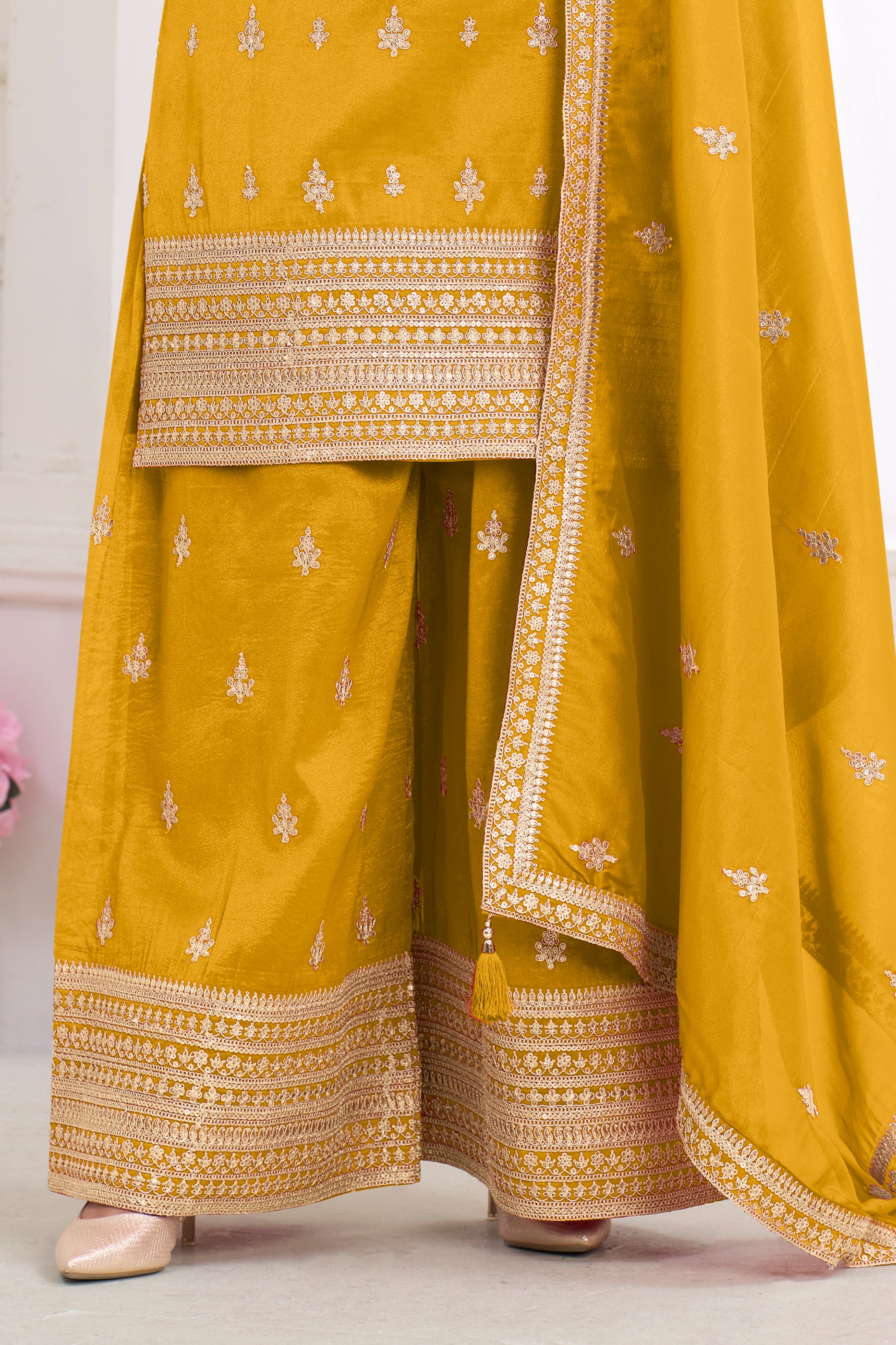 Yellow Readymade Embroidered Simar Silk Suit-SAR12224_4_SareeButa.com