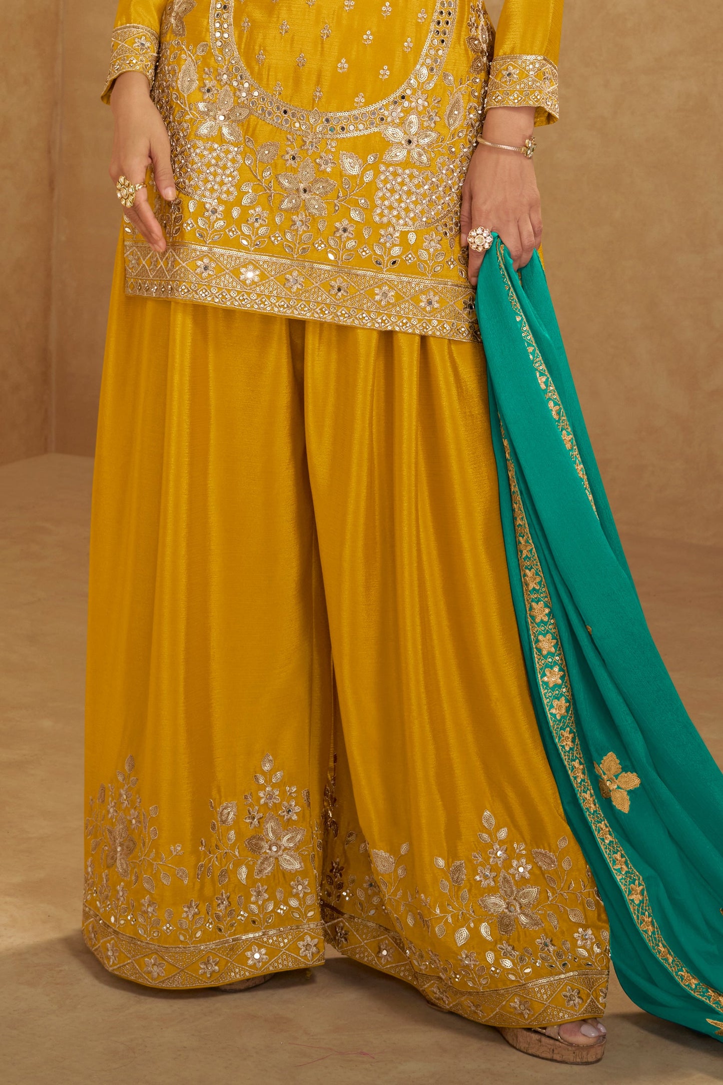 Yellow Readymade Heavy Work Chinon Suit-SS719_3_SareeButa.com