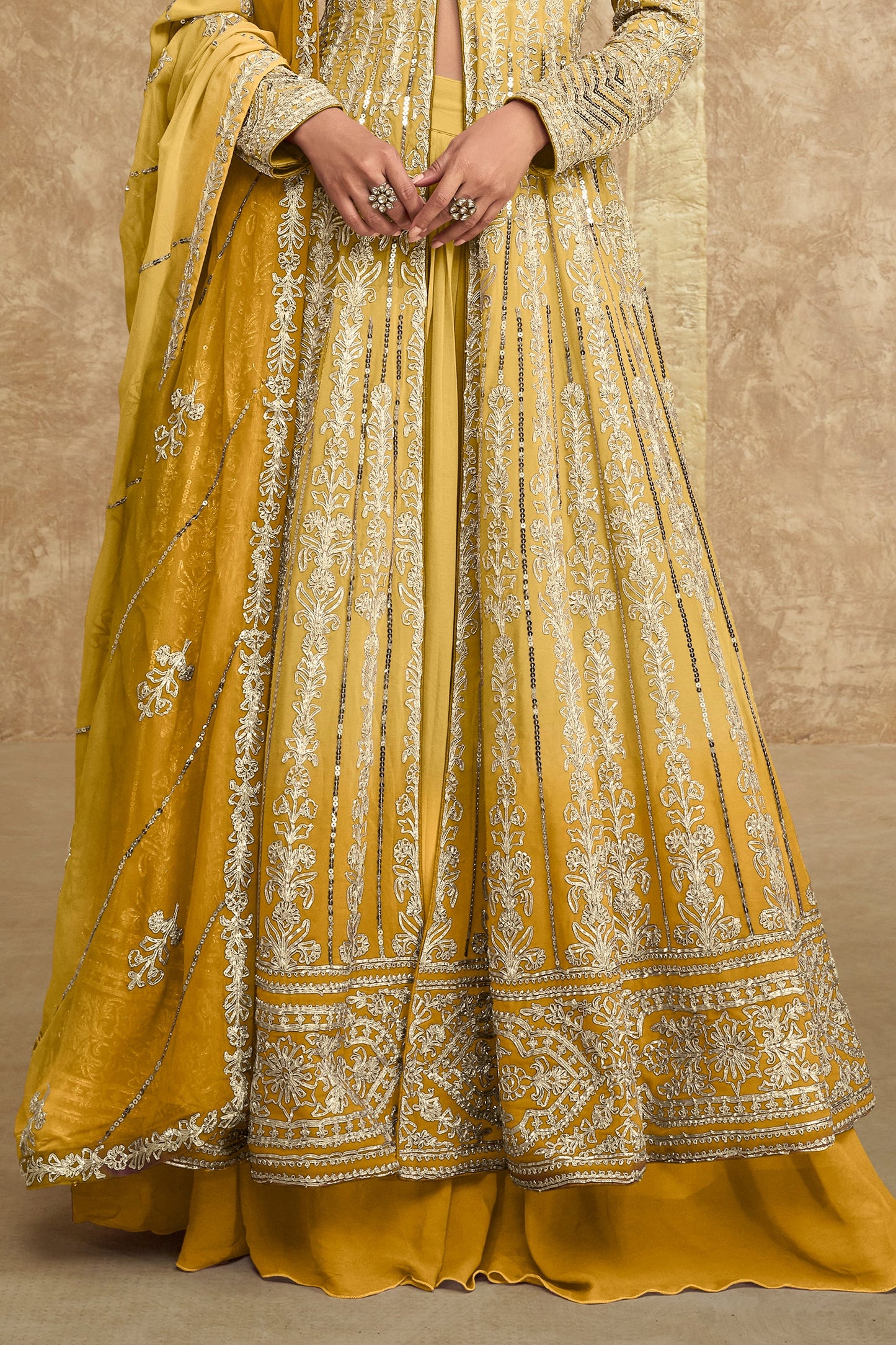 Yellow Readymade Heavy Work Georgette Skirt Suit-SS616_3_SareeButa.com