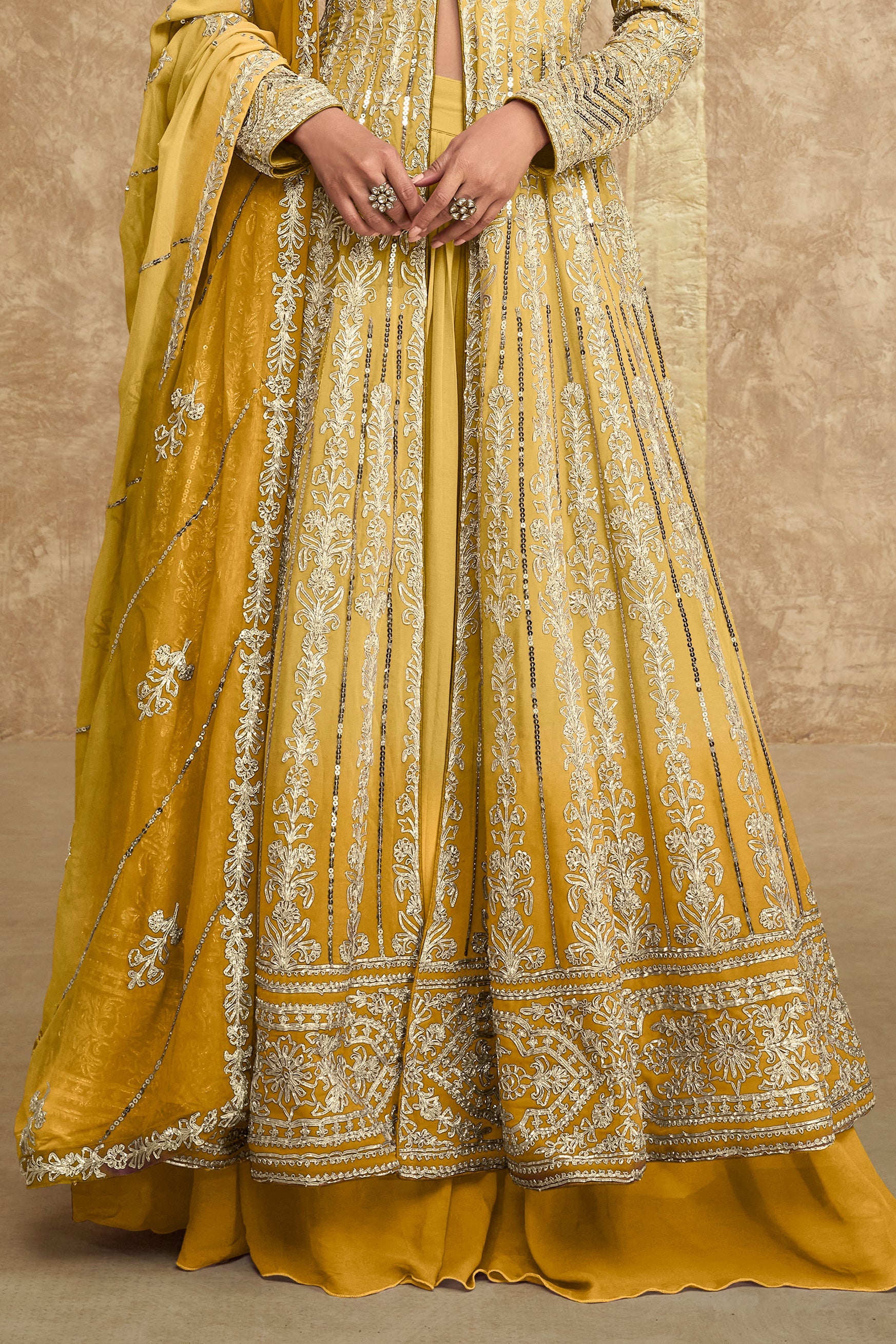 Yellow Readymade Heavy Work Georgette Skirt Suit-SS616_3_SareeButa.com