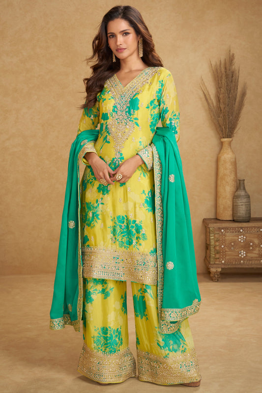 Yellow Readymade Heavy Work Printed Chinon Suit-SS784_1_SareeButa.com