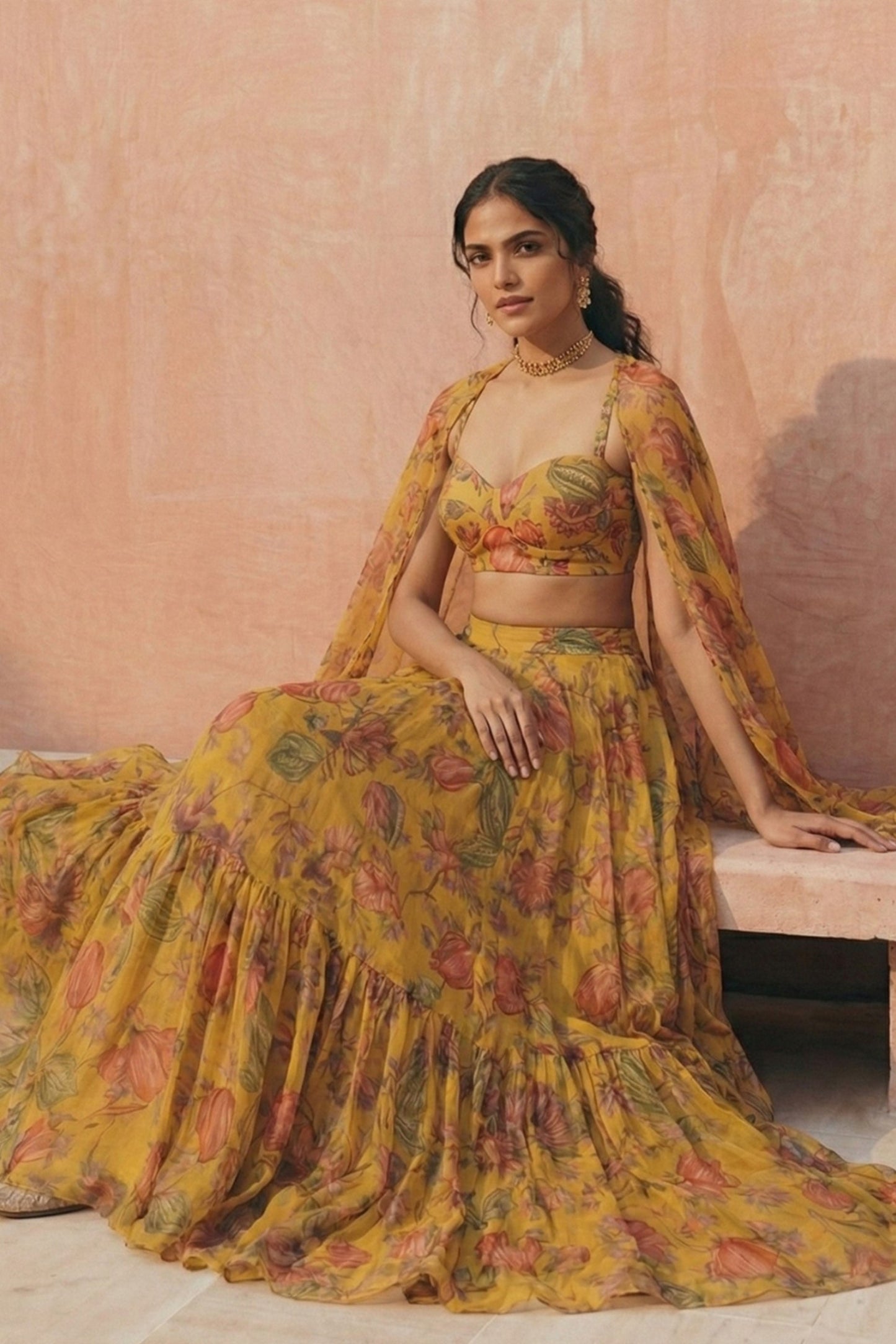 Yellow Readymade Printed Georgette Lehenga-SAR11656_2_SareeButa.com
