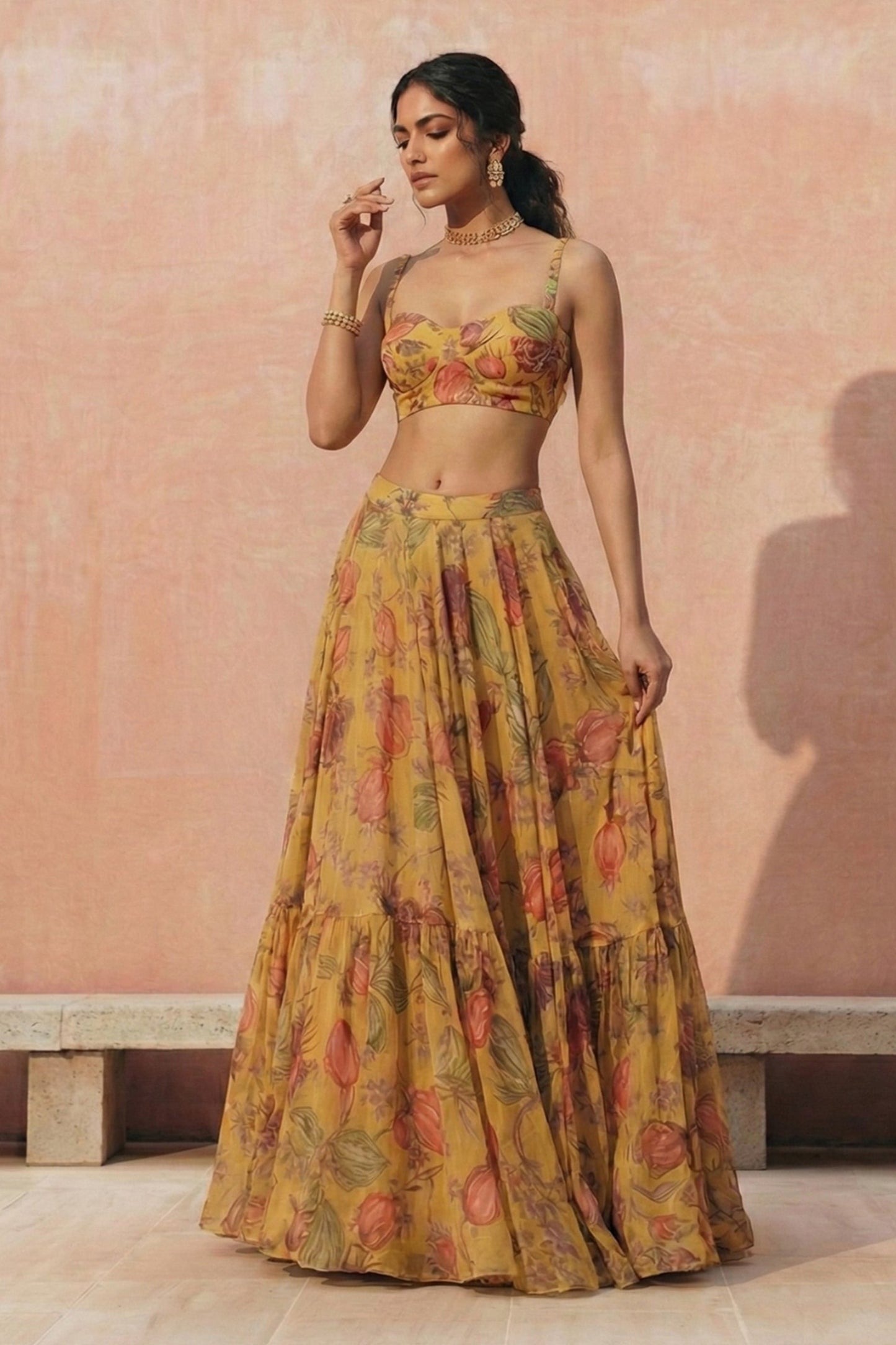 Yellow Readymade Printed Georgette Lehenga-SAR11656_3_SareeButa.com