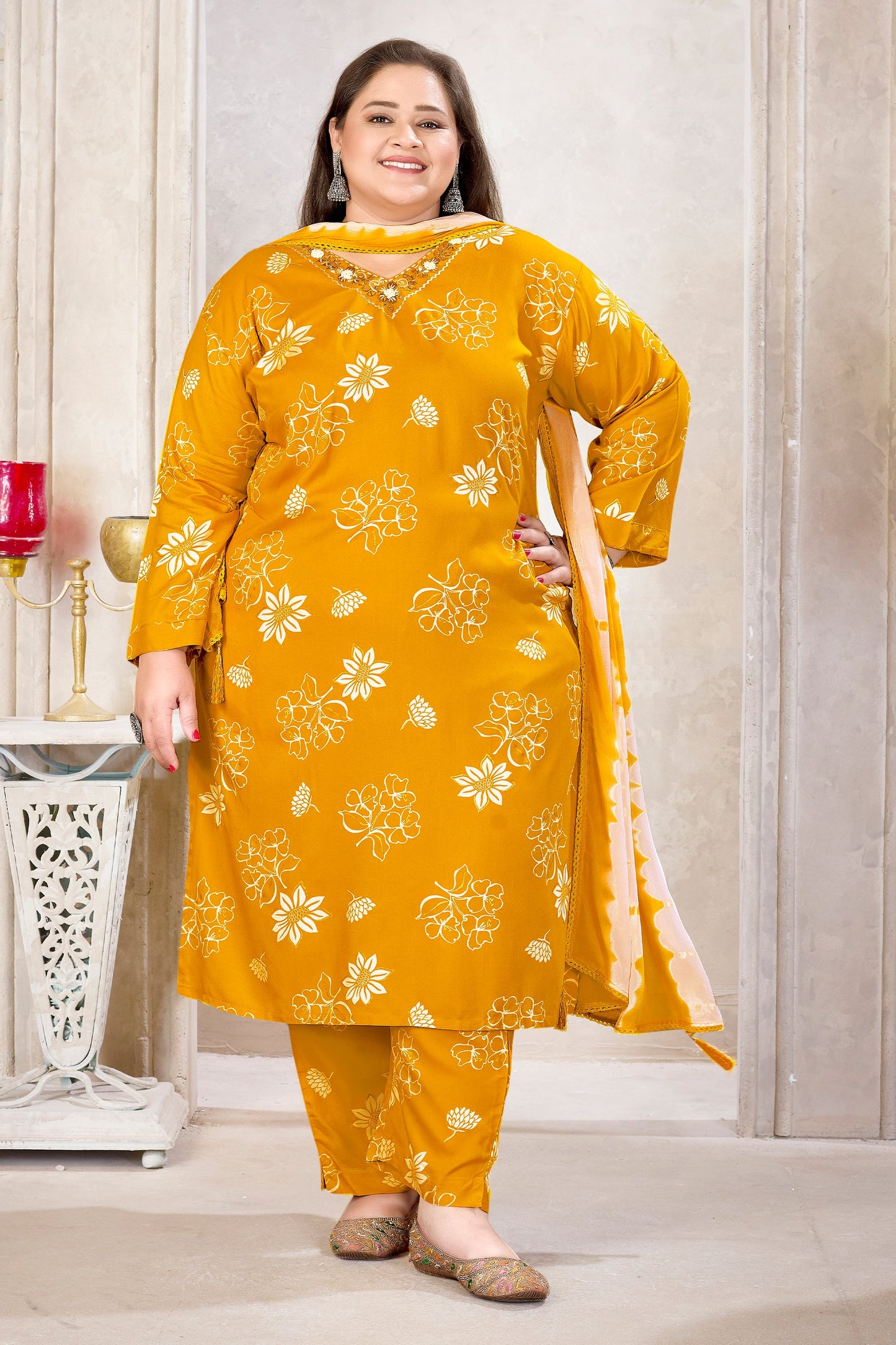 Yellow Readymade Rayon Suit-SAR11770_1_SareeButa.com