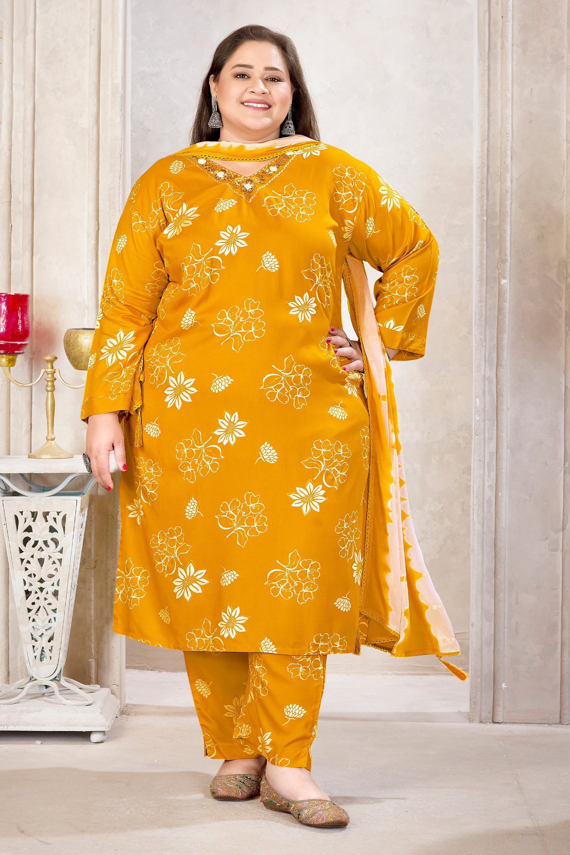 Yellow Readymade Rayon Suit-SAR11770_1_SareeButa.com