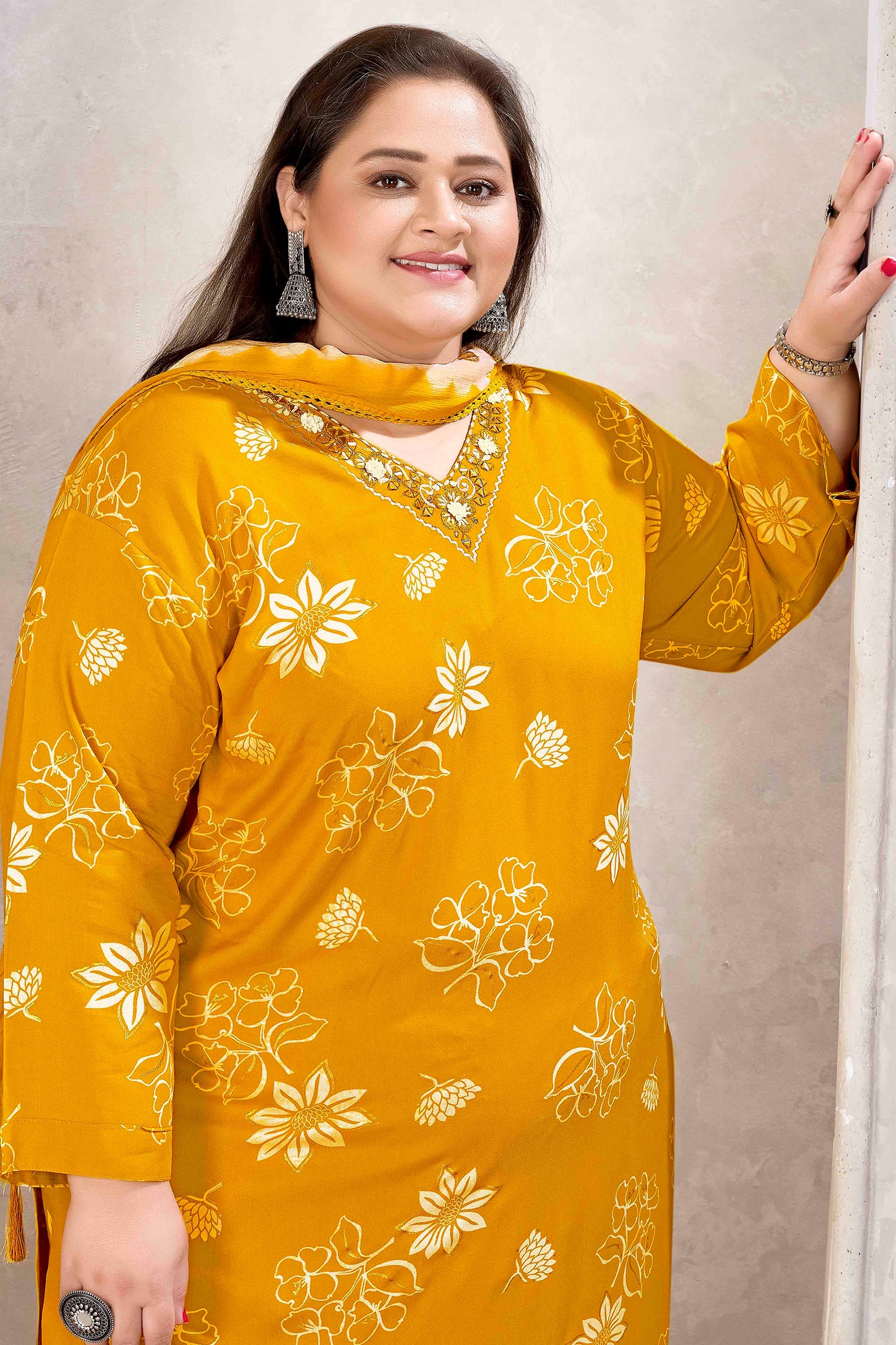 Yellow Readymade Rayon Suit-SAR11770_2_SareeButa.com