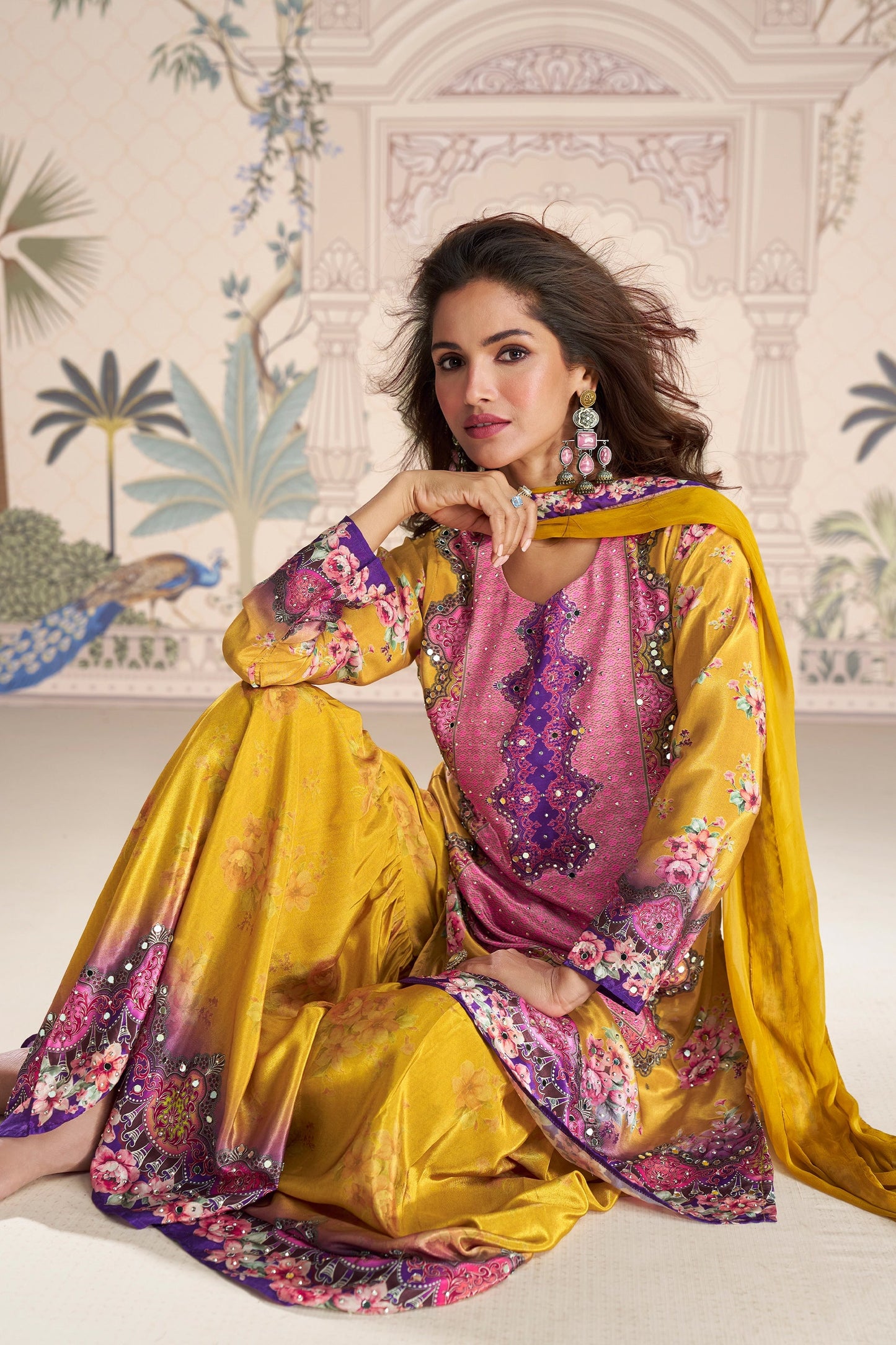 Yellow Readymade Satin Crepe Sharara Suit-SAR10933_3_SareeButa.com