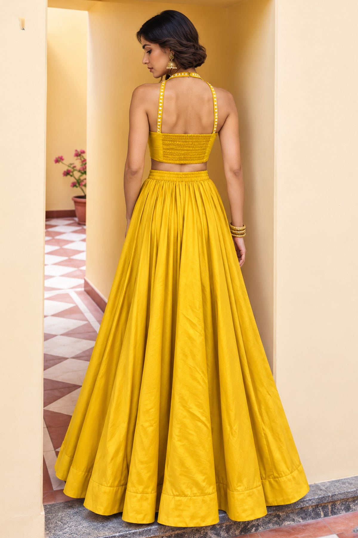 Yellow Readymade Sequence Work Silk Lehenga-SAR13339_4_SareeButa.com