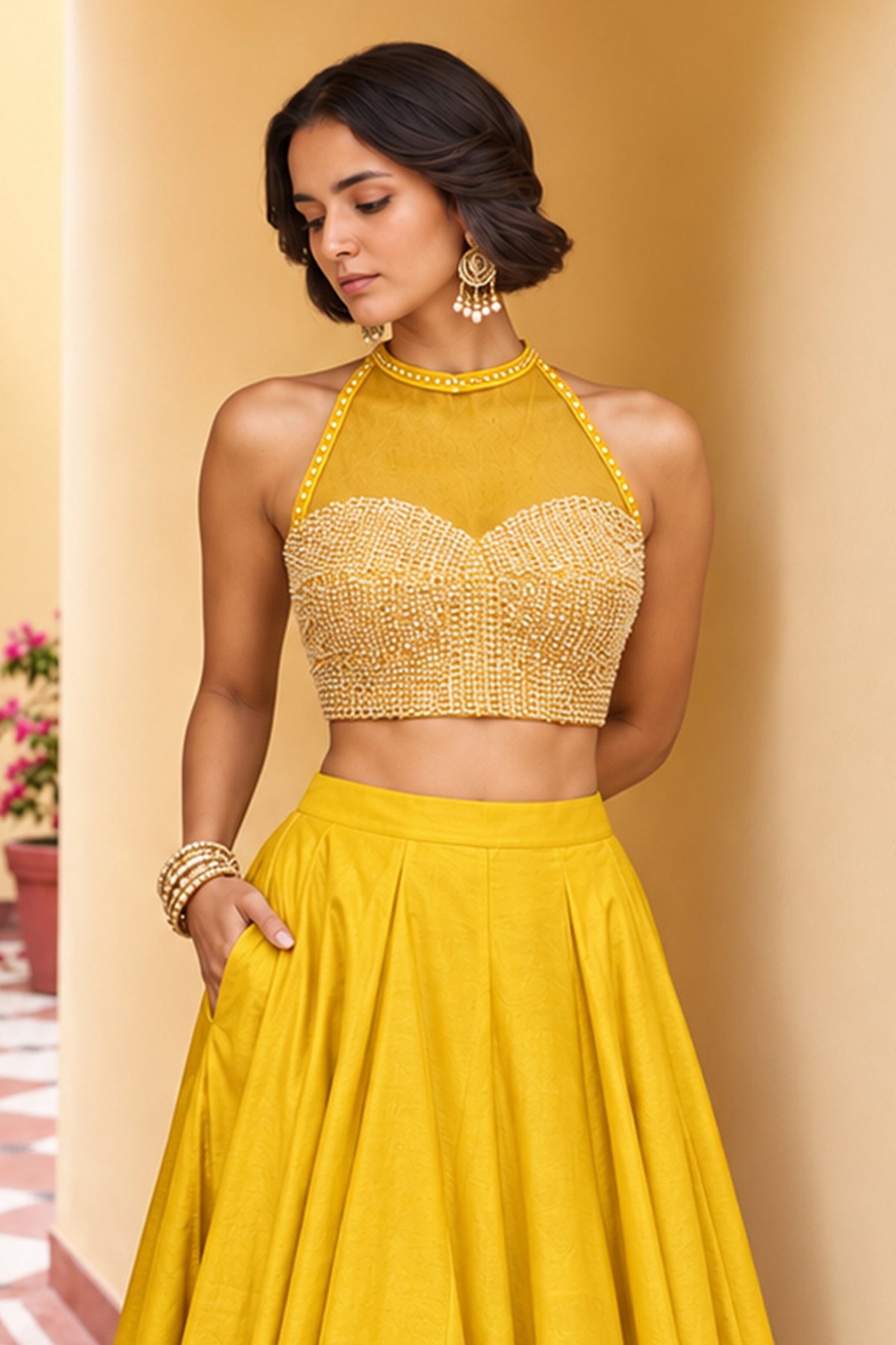 Yellow Readymade Sequence Work Silk Lehenga-SAR13339_5_SareeButa.com
