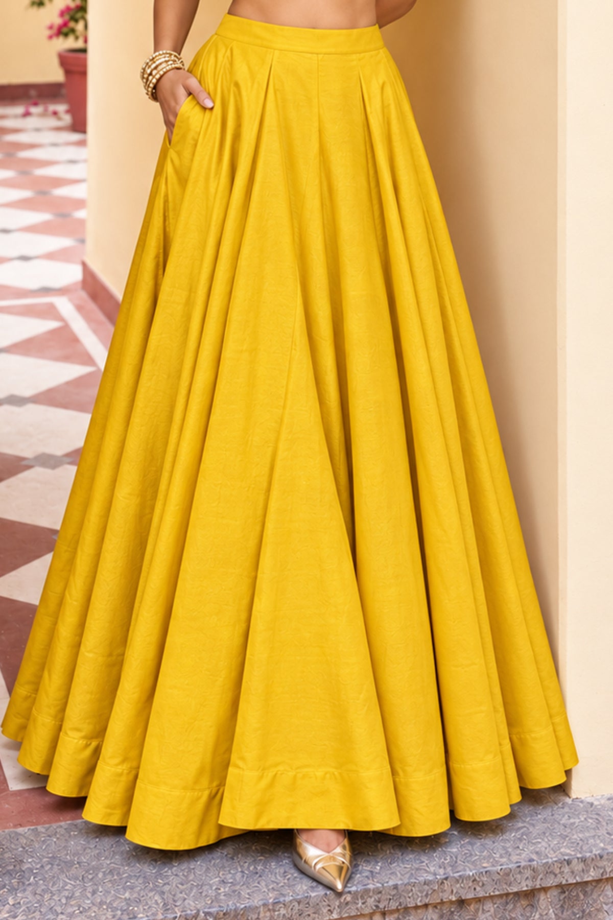 Yellow Readymade Sequence Work Silk Lehenga-SAR13339_6_SareeButa.com