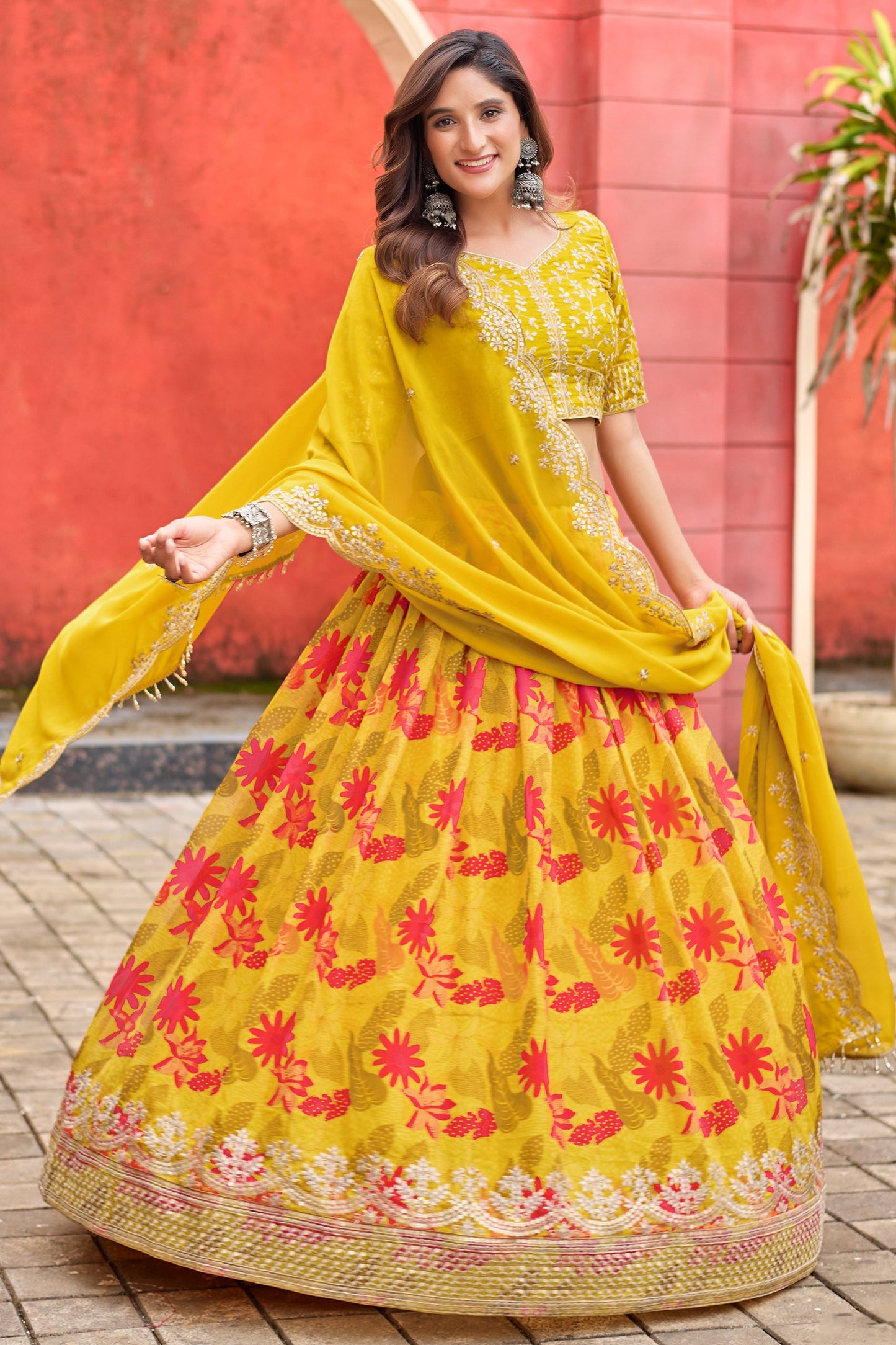 Yellow Semi-Stitched Embroidered Silk Lehenga-SAR10909_3_SareeButa.com