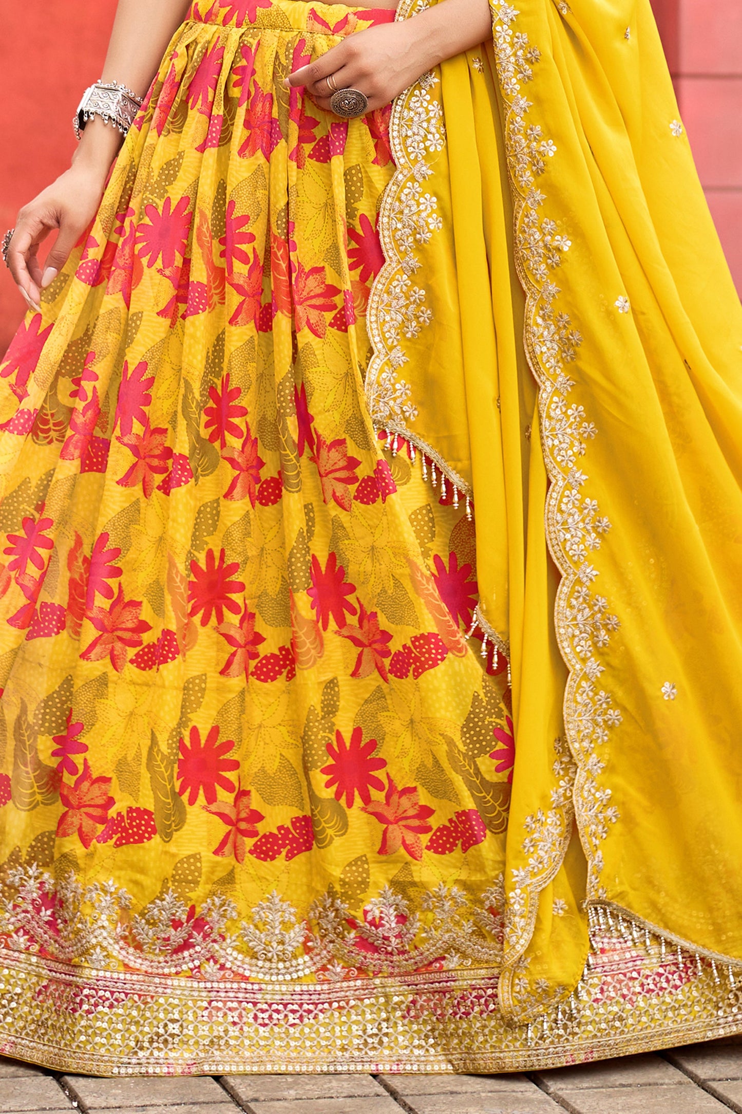 Yellow Semi-Stitched Embroidered Silk Lehenga-SAR10909_5_SareeButa.com