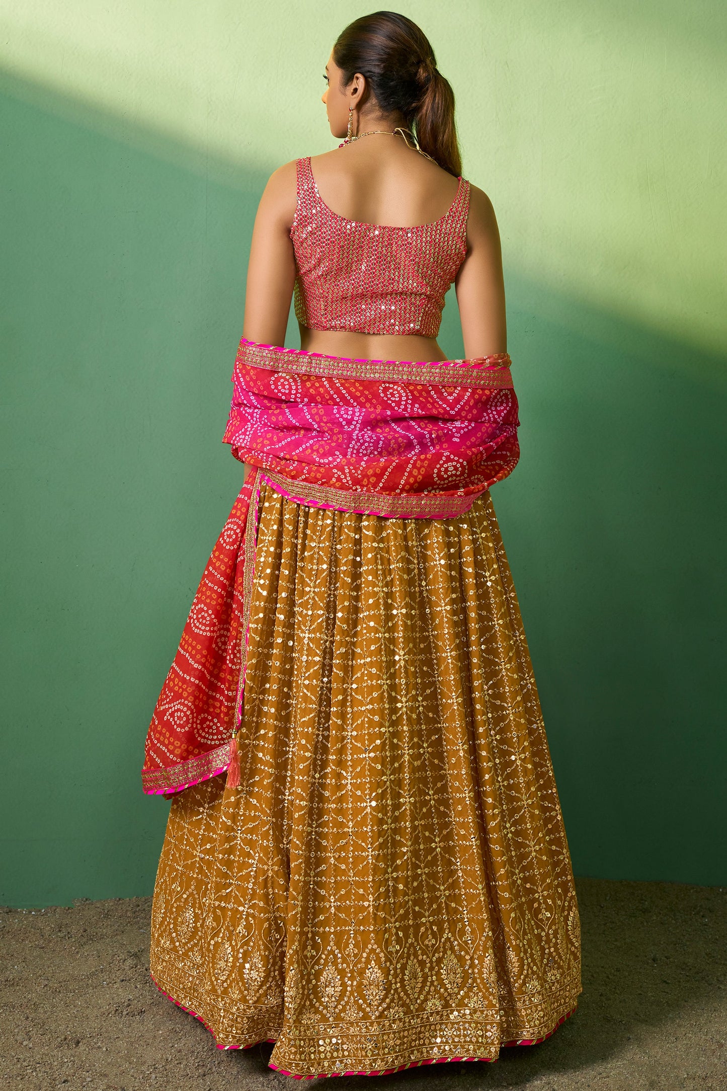 Mustard Yellow Semi Stitched Georgette Lehenga-LC76_3_SareeButa.com