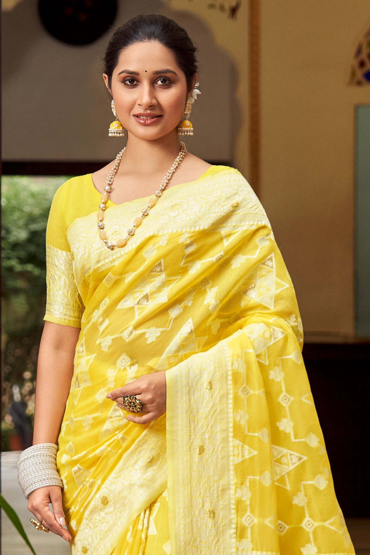 Yellow Woven Cotton Saree-ZB132440_2