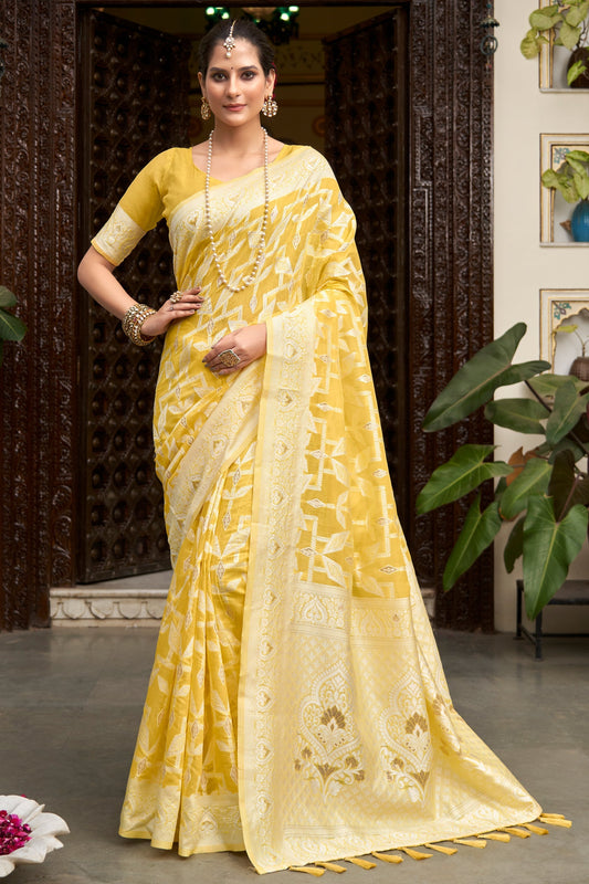 yellow-woven-cotton-saree-zb132444_1_SareeButa.com