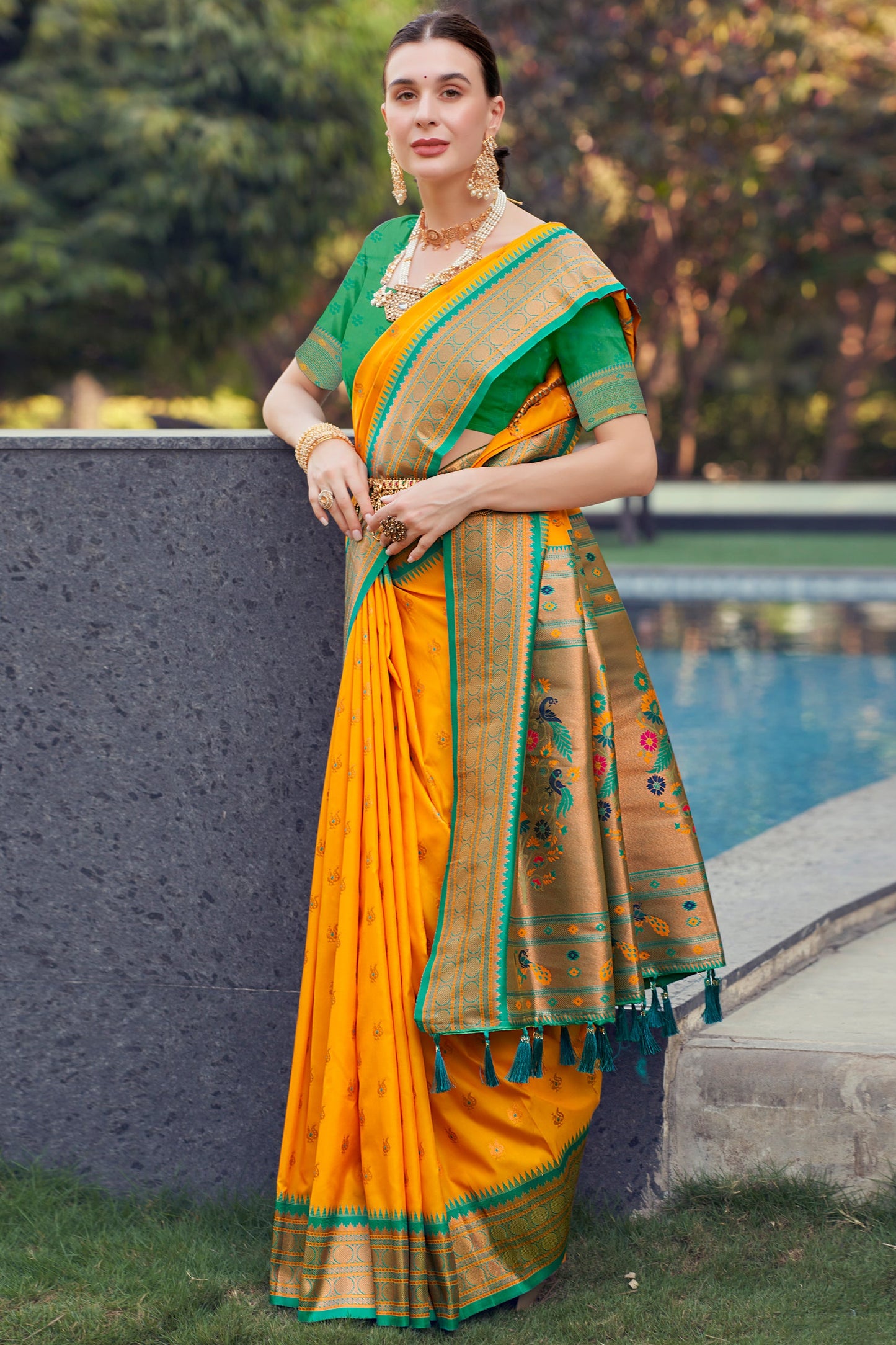 Yellow Silk Paithani Saree-ZB132429_1