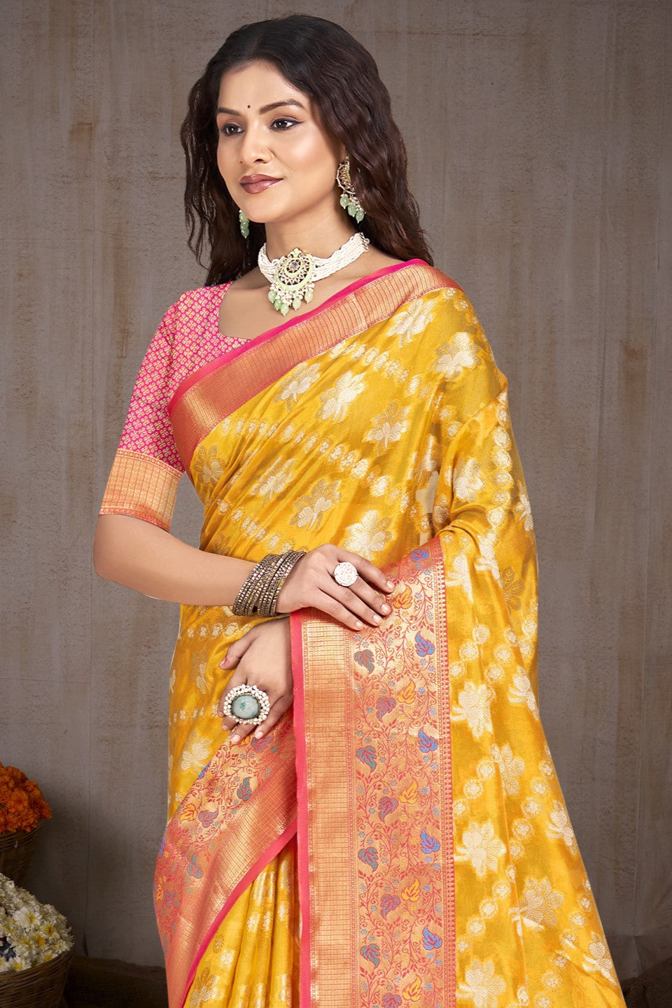 Mustard Yellow Silk Saree-ZB132961_2_SareeButa.com