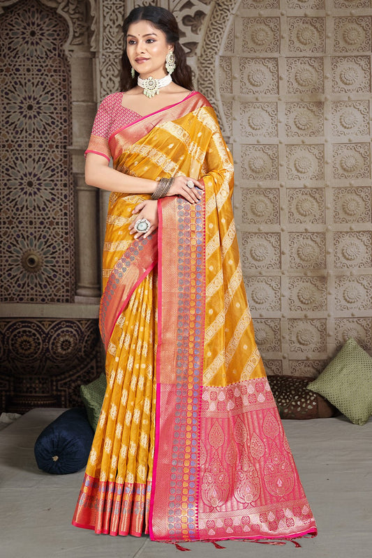 Mustard Yellow Silk Saree-ZB132964_1_SareeButa.com