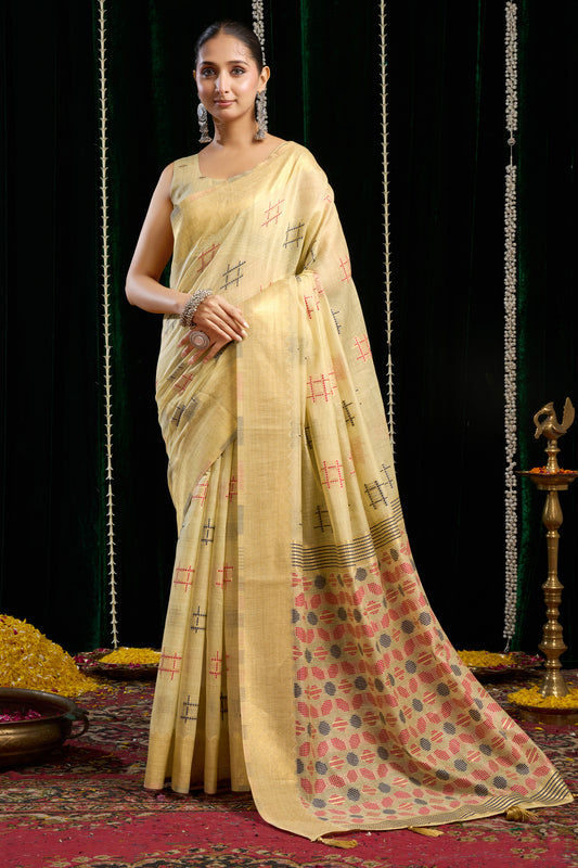 Yellow Soft Spun cotton Saree-SAR12623_1_SareeButa.com