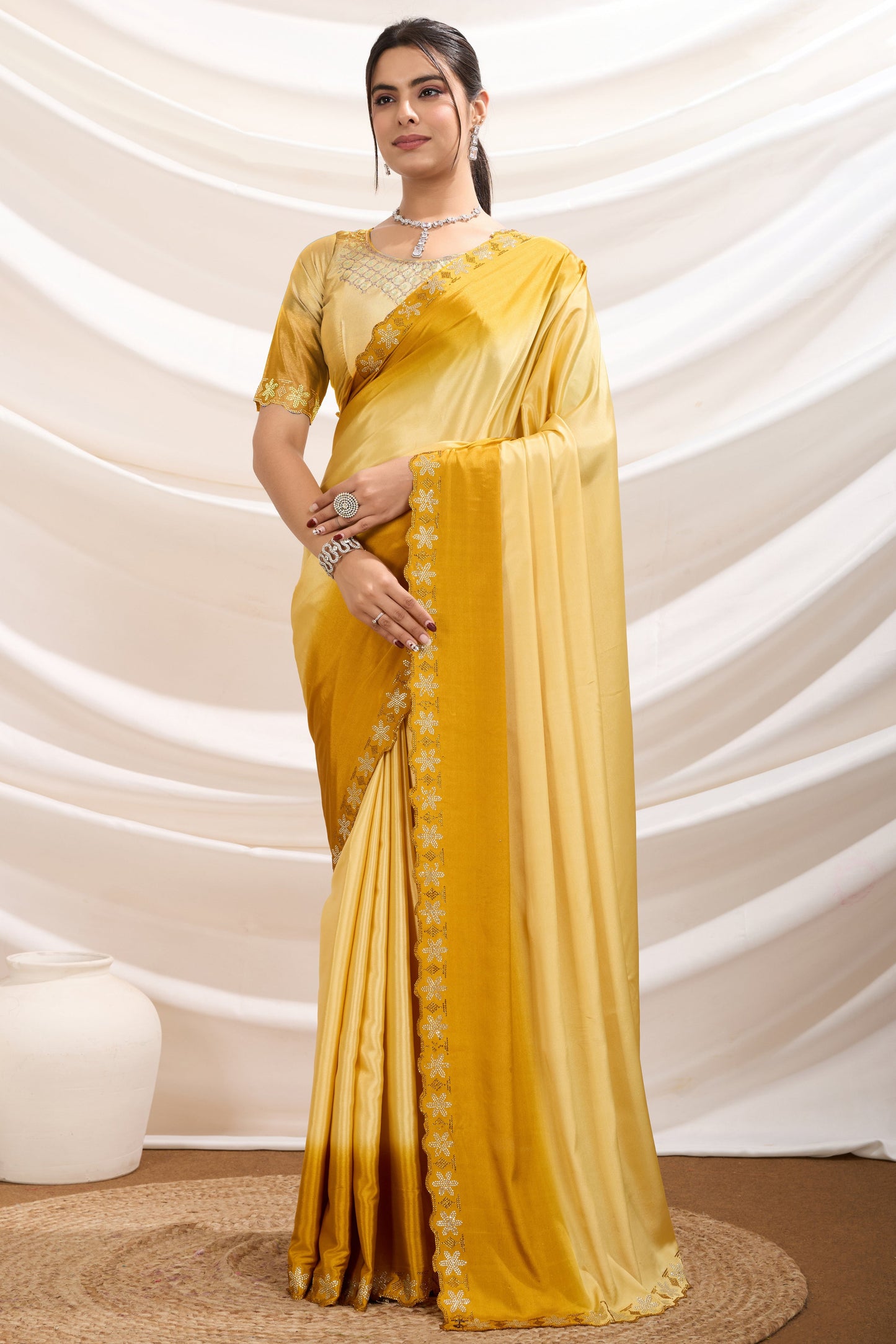 Yellow Stone Work Crepe Saree-ZB134478_1_SareeButa.com