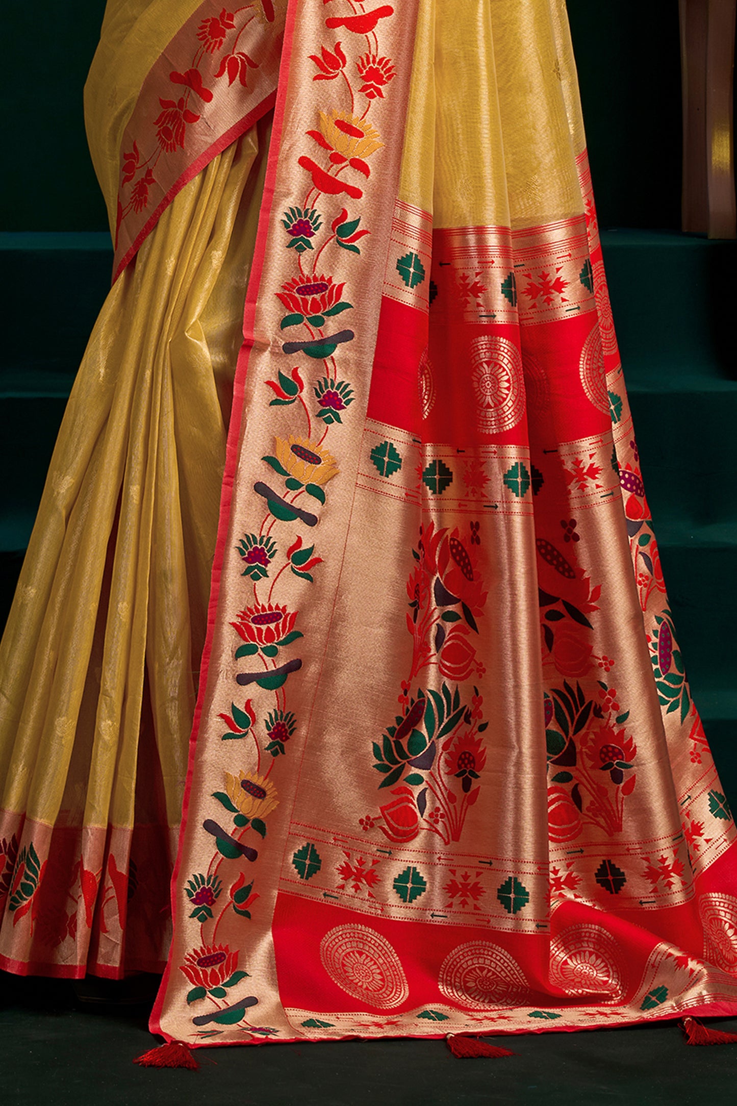 Yellow Tissue Paithani Saree-SAR12701_4_SareeButa.com