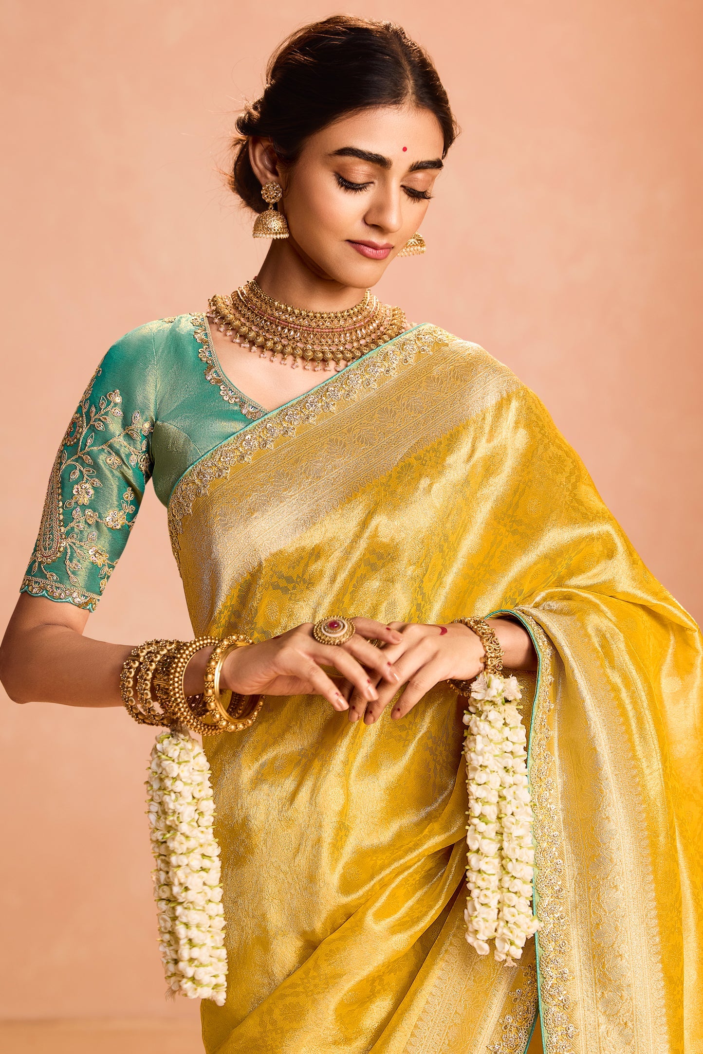 Yellow Tissue Silk Saree with Zari Work-ZB133859_2_SareeButa.com