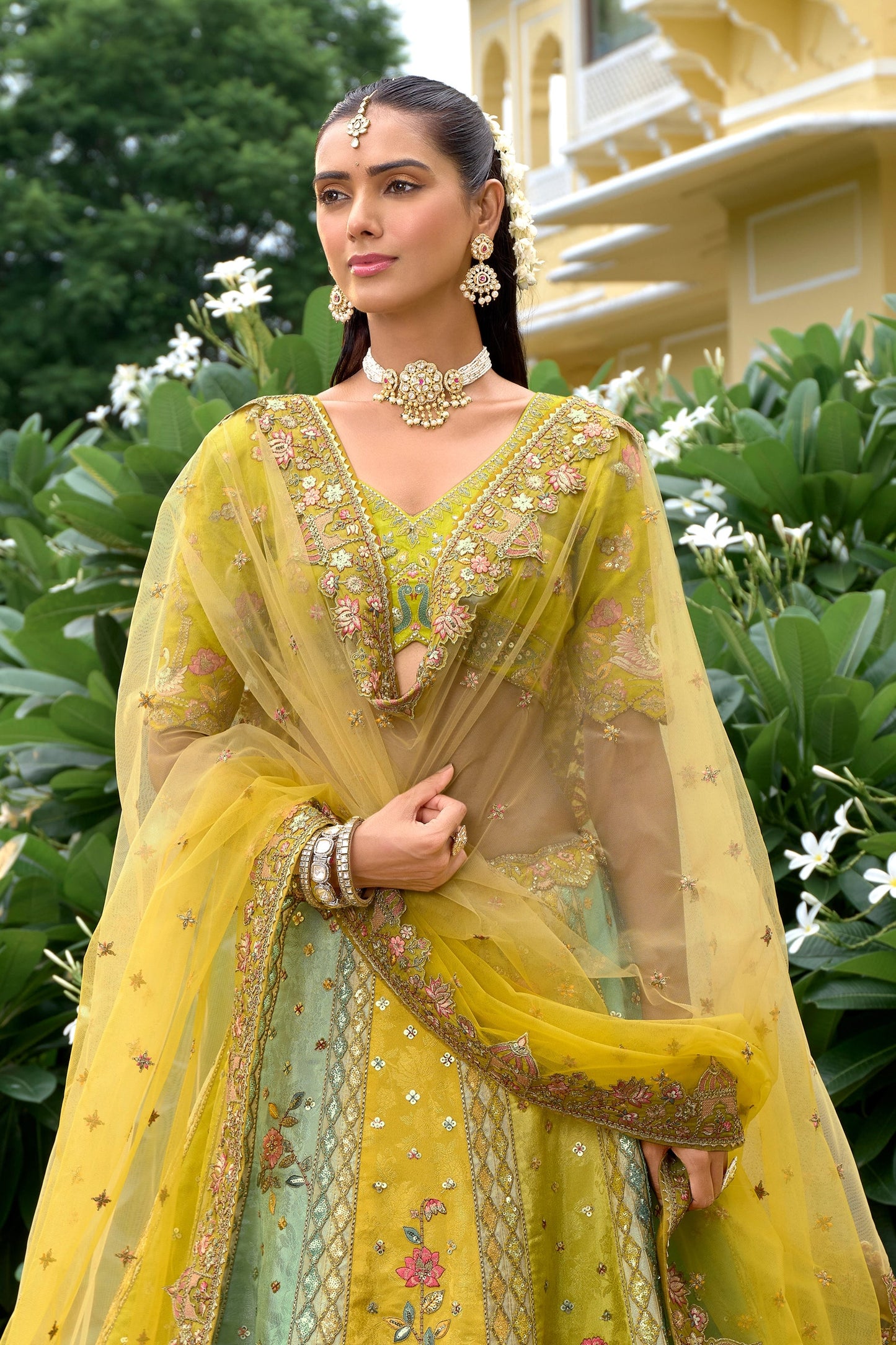 Yellow Unstitched Embroidered Silk Lehenga-SAR11028_3_SareeButa.com
