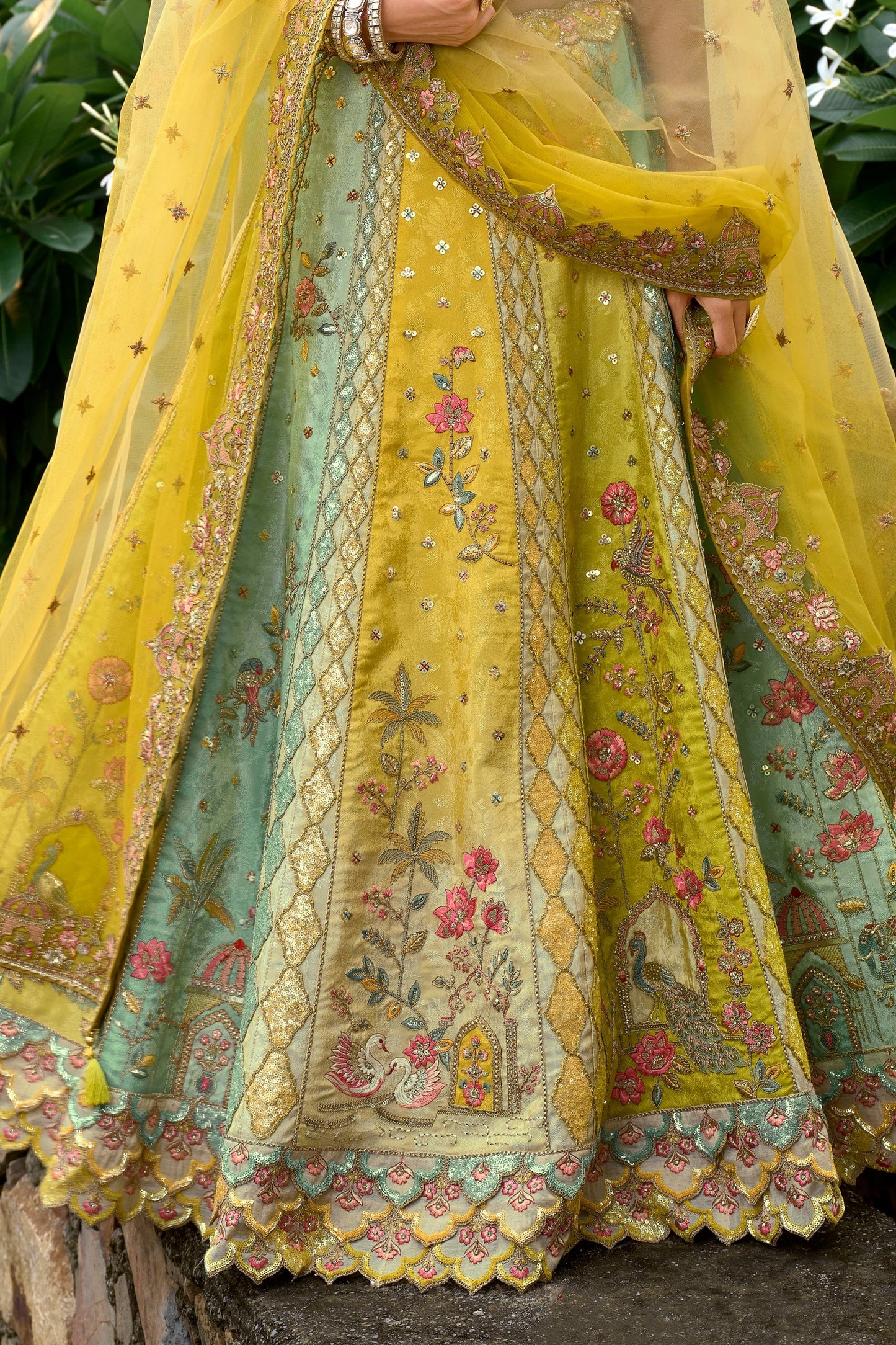 Yellow Unstitched Embroidered Silk Lehenga-SAR11028_4_SareeButa.com