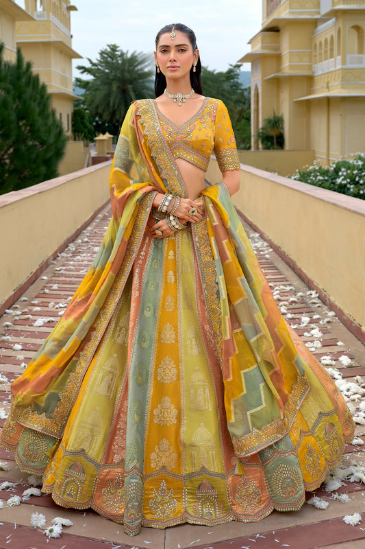 Yellow Unstitched Embroidered Silk Lehenga-SAR11030_1_SareeButa.com