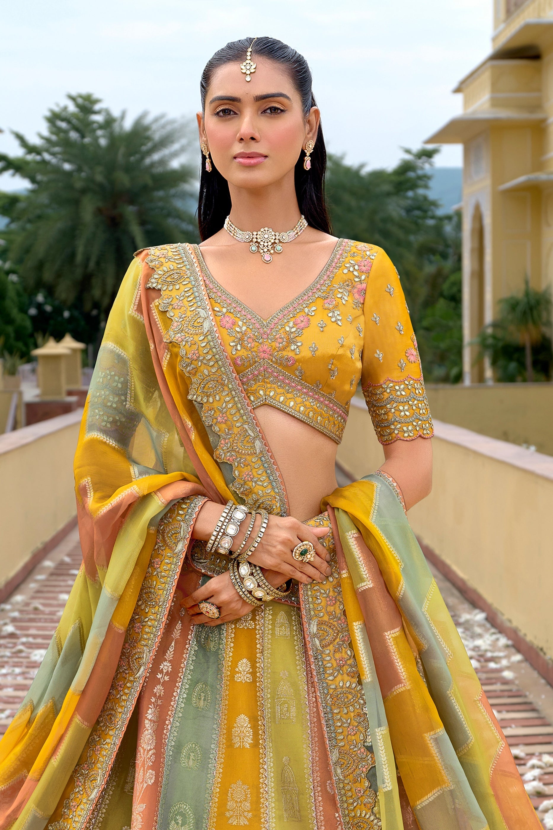 Yellow Unstitched Embroidered Silk Lehenga-SAR11030_3_SareeButa.com